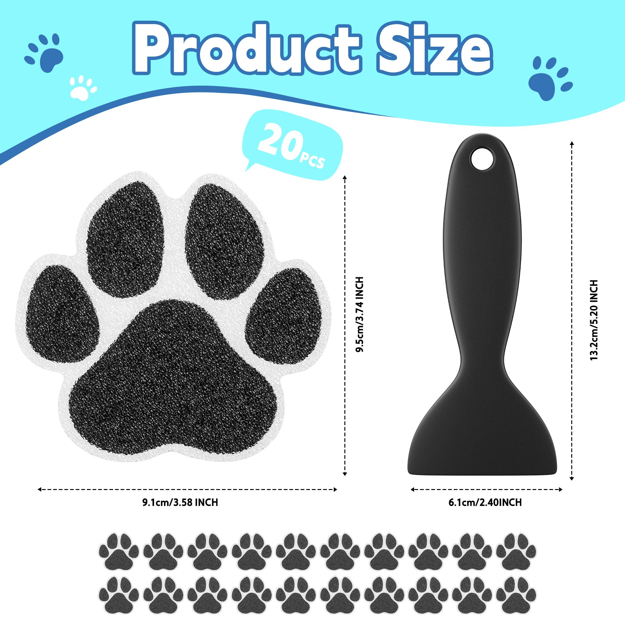 Secopad Non-Slip Bathtub Stickers  20 PCS Large Safety Bathroom Tubs Showers Treads Adhesive Decals Scraper (Black)