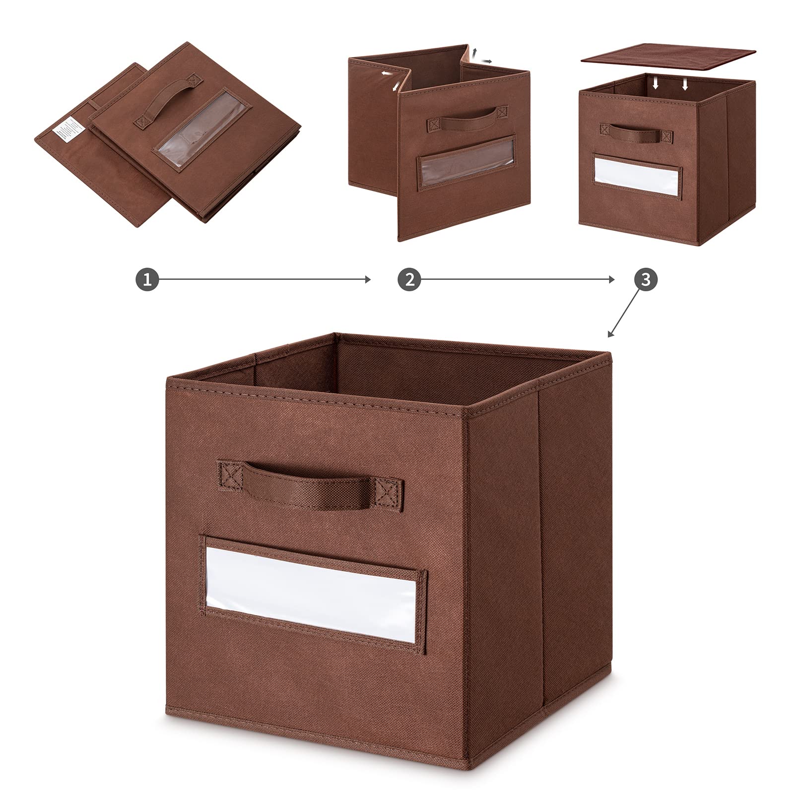 Artsdi Set Of 10 Storage Cubes,Foldable Fabric Cube Storage Bins With 10 Labels Window Cards & A Pen,Baskets Containers For Shel