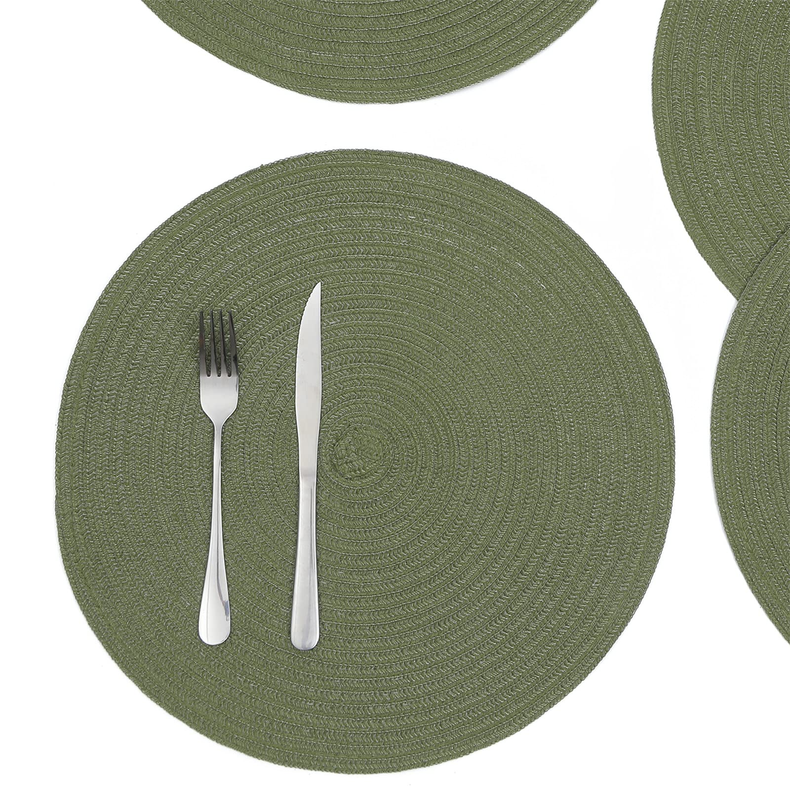 Shacos Round Placemats Set Of 6 Washable 15 Inch Round Table Mats Cotton Polyester Woven Braided Place Mats For Dining Table (Ol