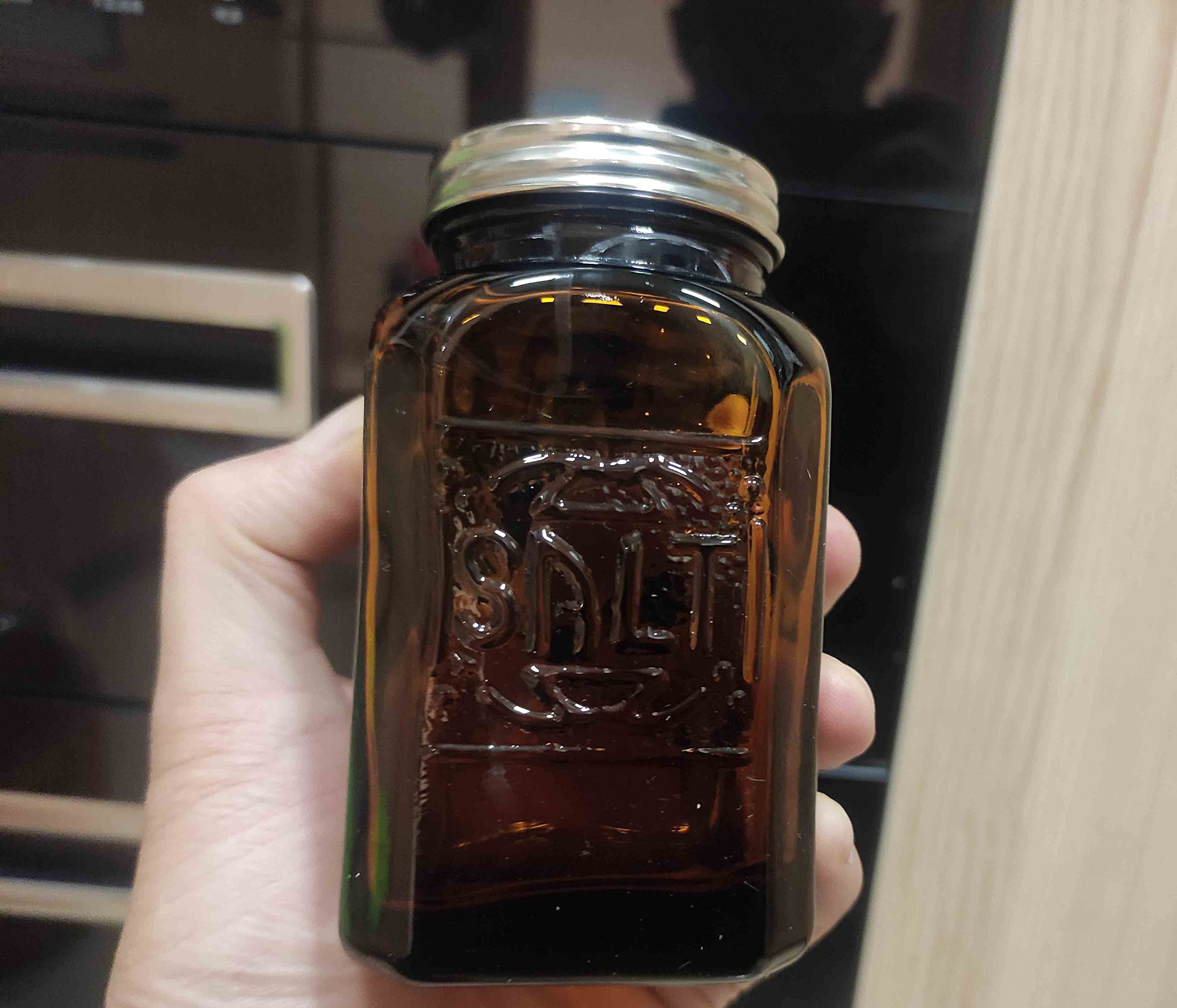 Ritadeshop Depression Style Glass Salt and Pepper Shakers (Amber)  2.35*2.35*4.5 inches