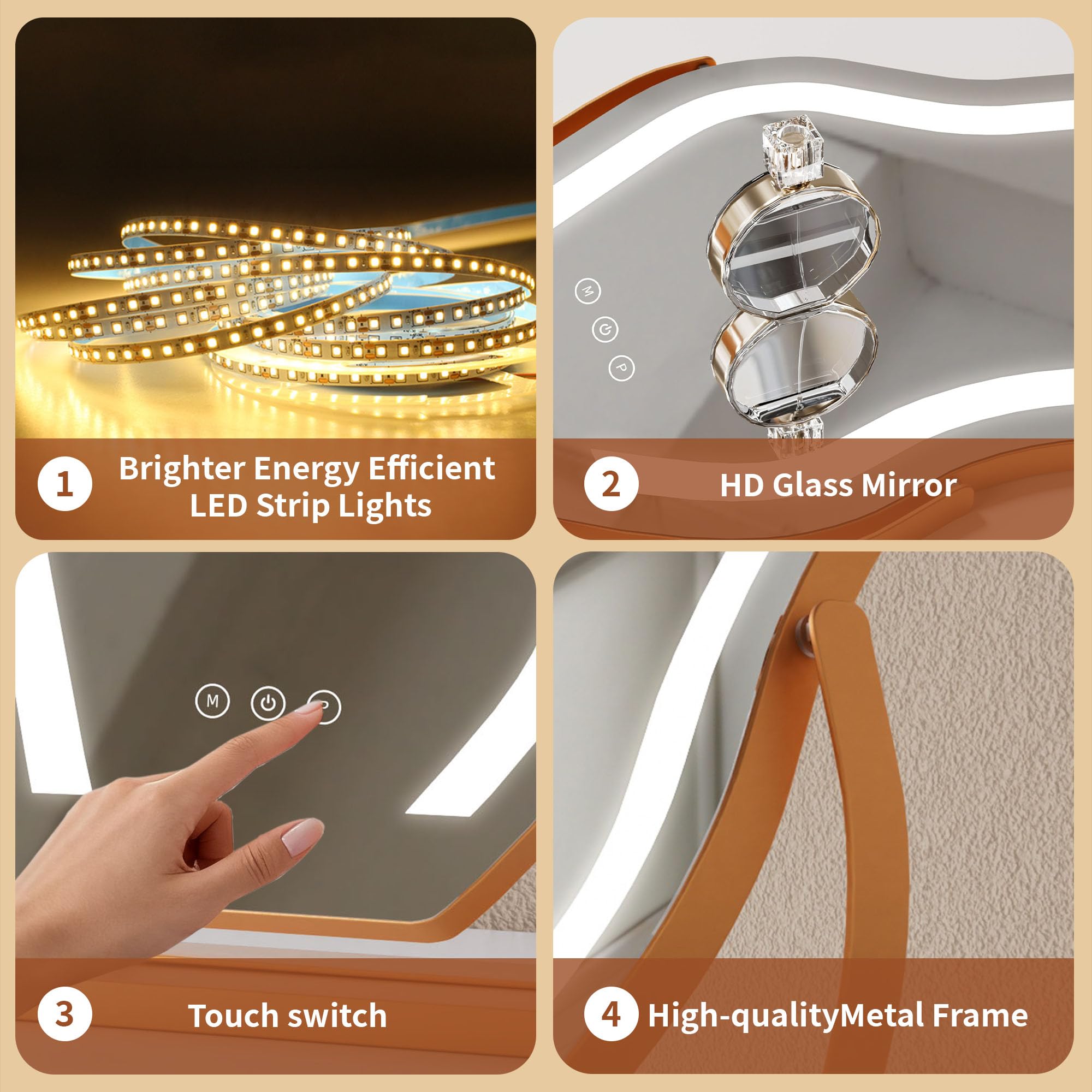 17 Makeup Mirror with Lights Tabletop Cloud Shaped