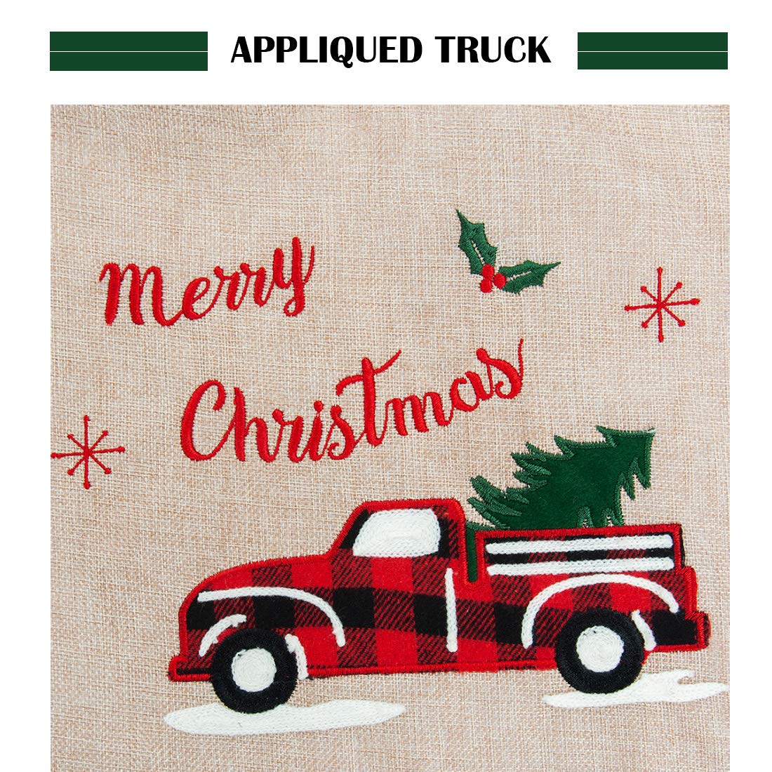 GMOEGEFT Burlap Advent Calendar 2024 Countdown to Christmas with Truck Applique Hanging Xmas Home Wall Fabric Decoration