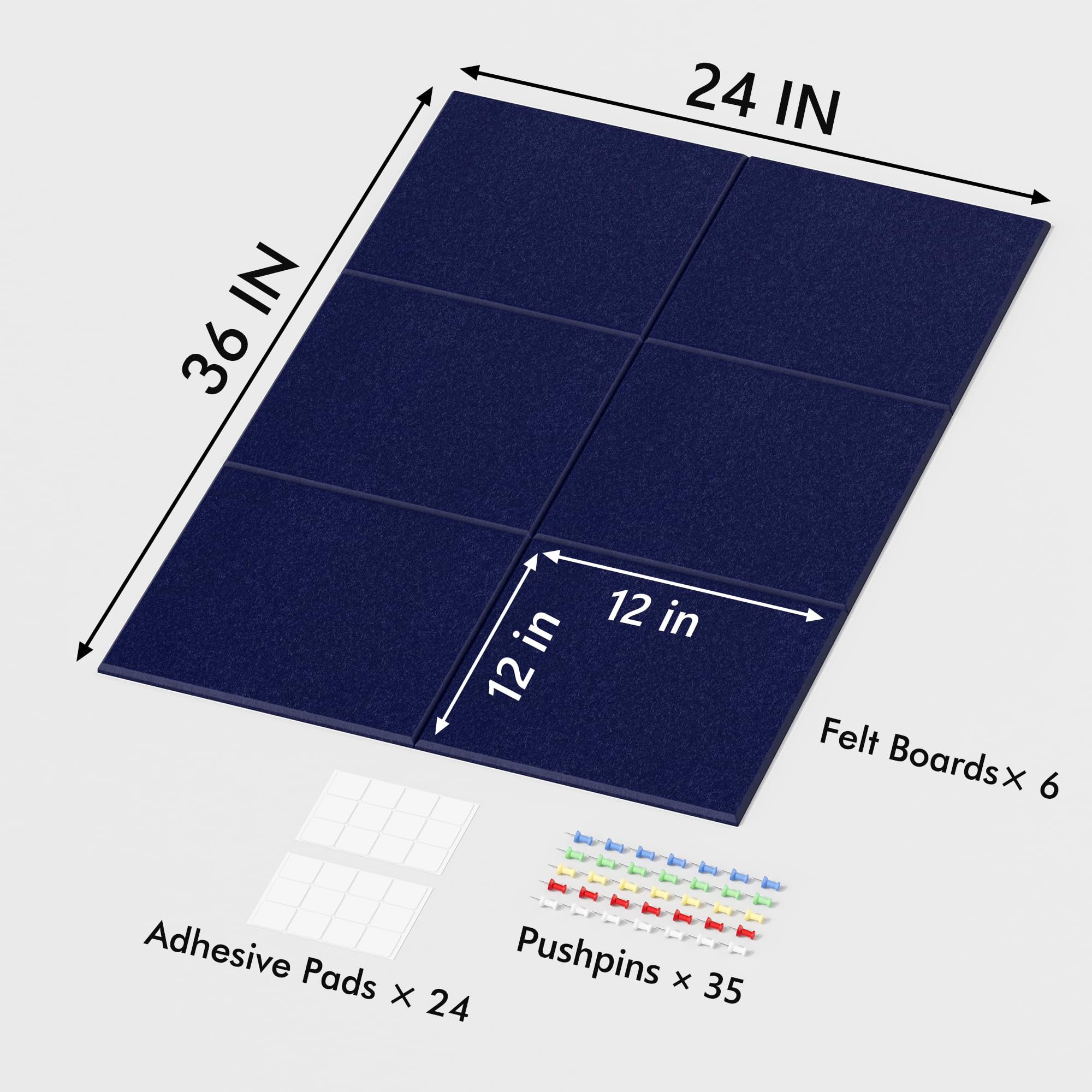 Neatsure Large Cork Board for Wall, 36 x 24 Bulletin Board with Pushpins, 6 Panels Felt Tiles Tack Push Pin Board for Office, Da