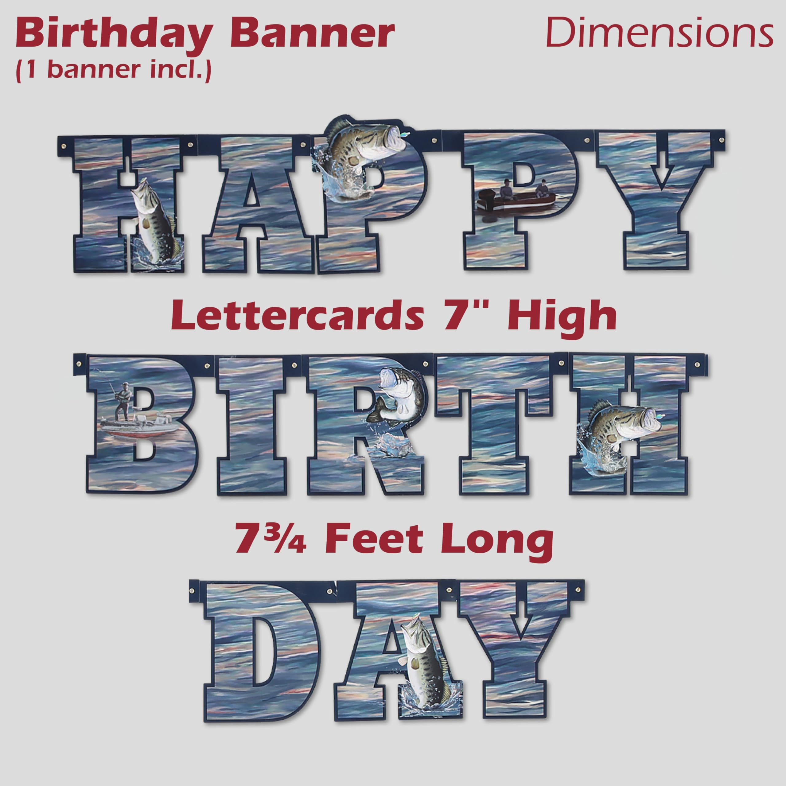 Gone Fishin & Birthday Banners Bundle! Includes 1 Gone Fishin Banner & 1 Happy Birthday Banner. Celebrate Your Fanatic Fisherman