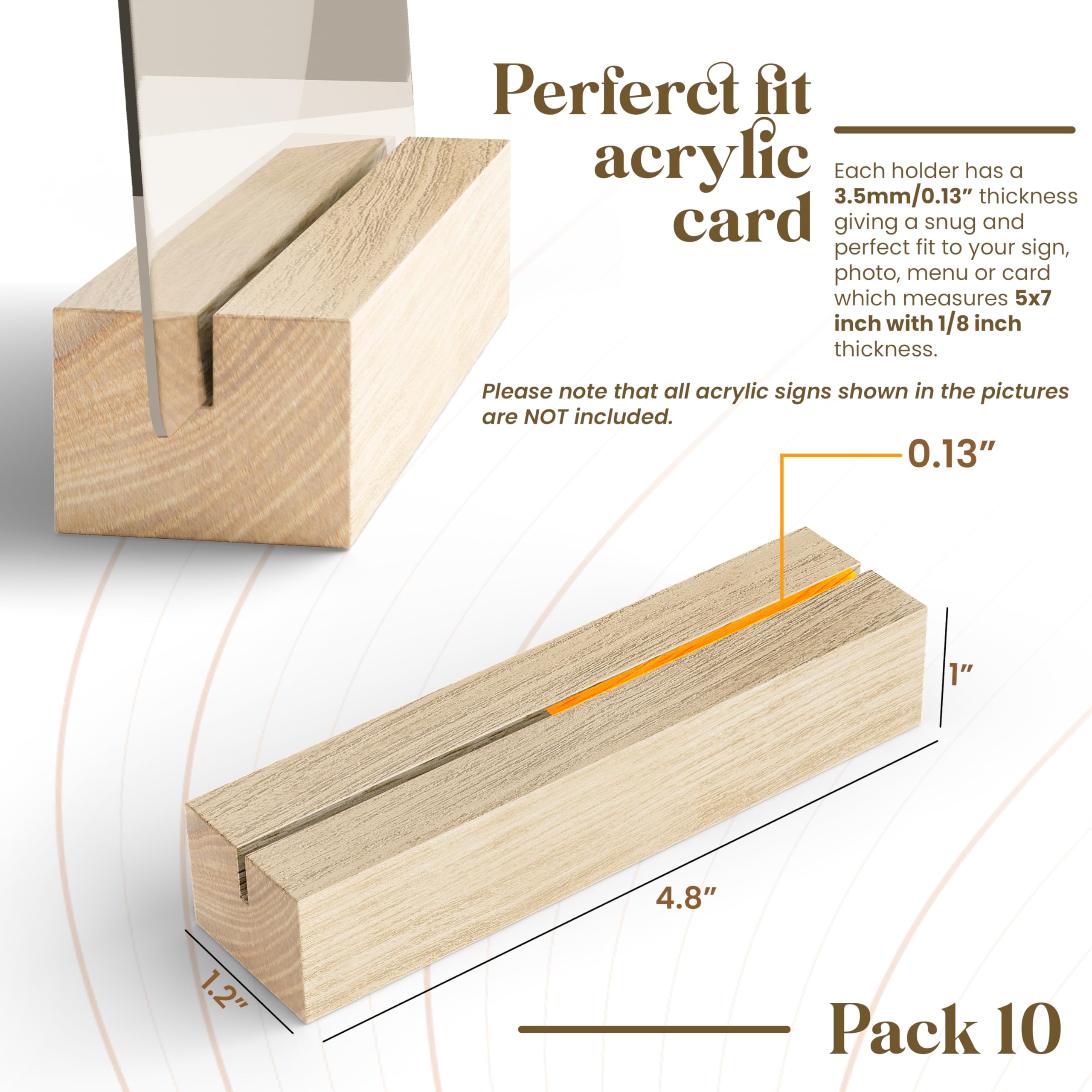 Tidita 10 pcs Oak Wood Place Card Holder - Wooden Acrylic Sign Holder Table Decor - Picture Display Stands, Centerpieces Table N