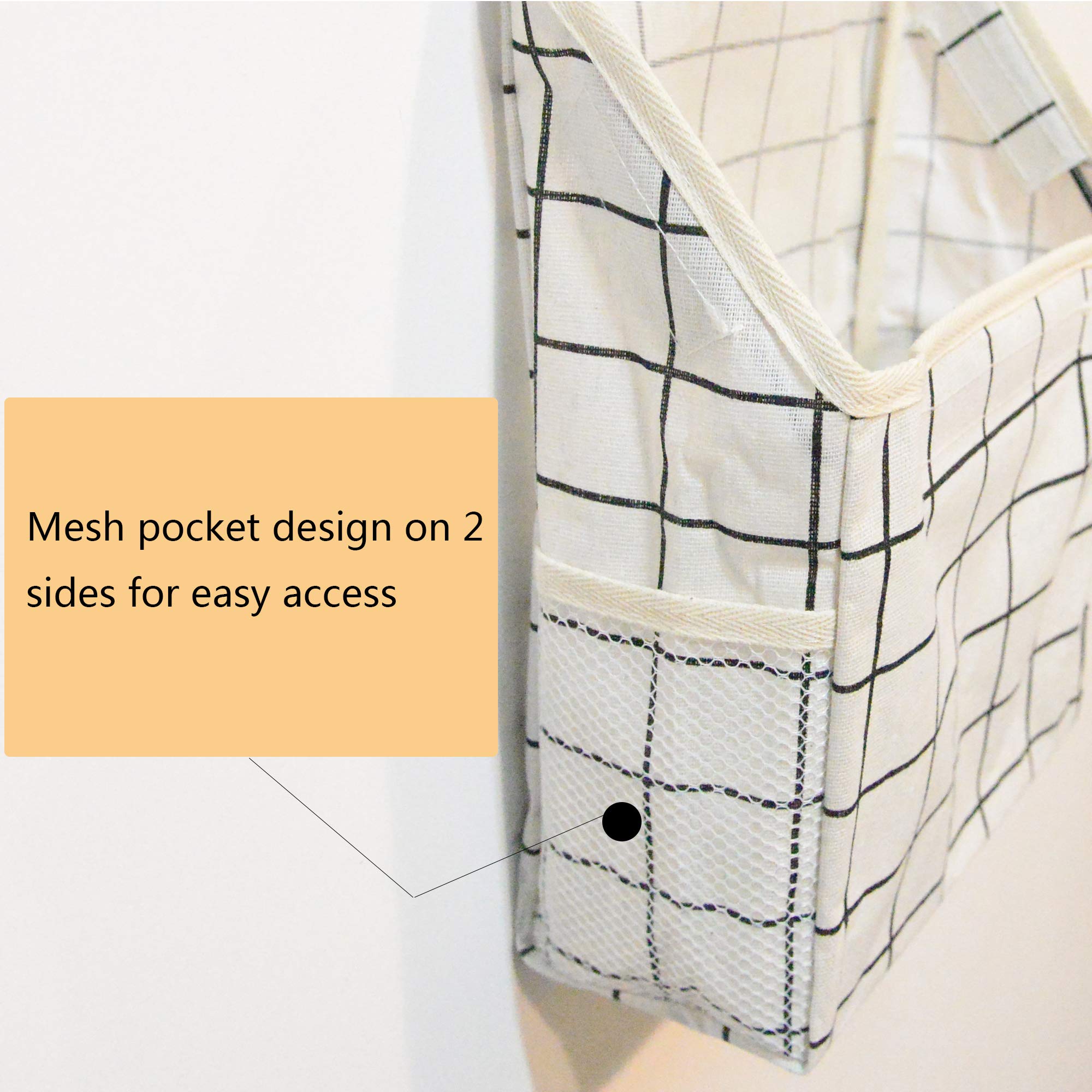 Fantasyon Wall Hanging Storage Bag  Waterproof Over The Door Closet Organizer Hanging Pocket Linen Cotton Organizer Box Containers for Bedroom  Bathroom (White)