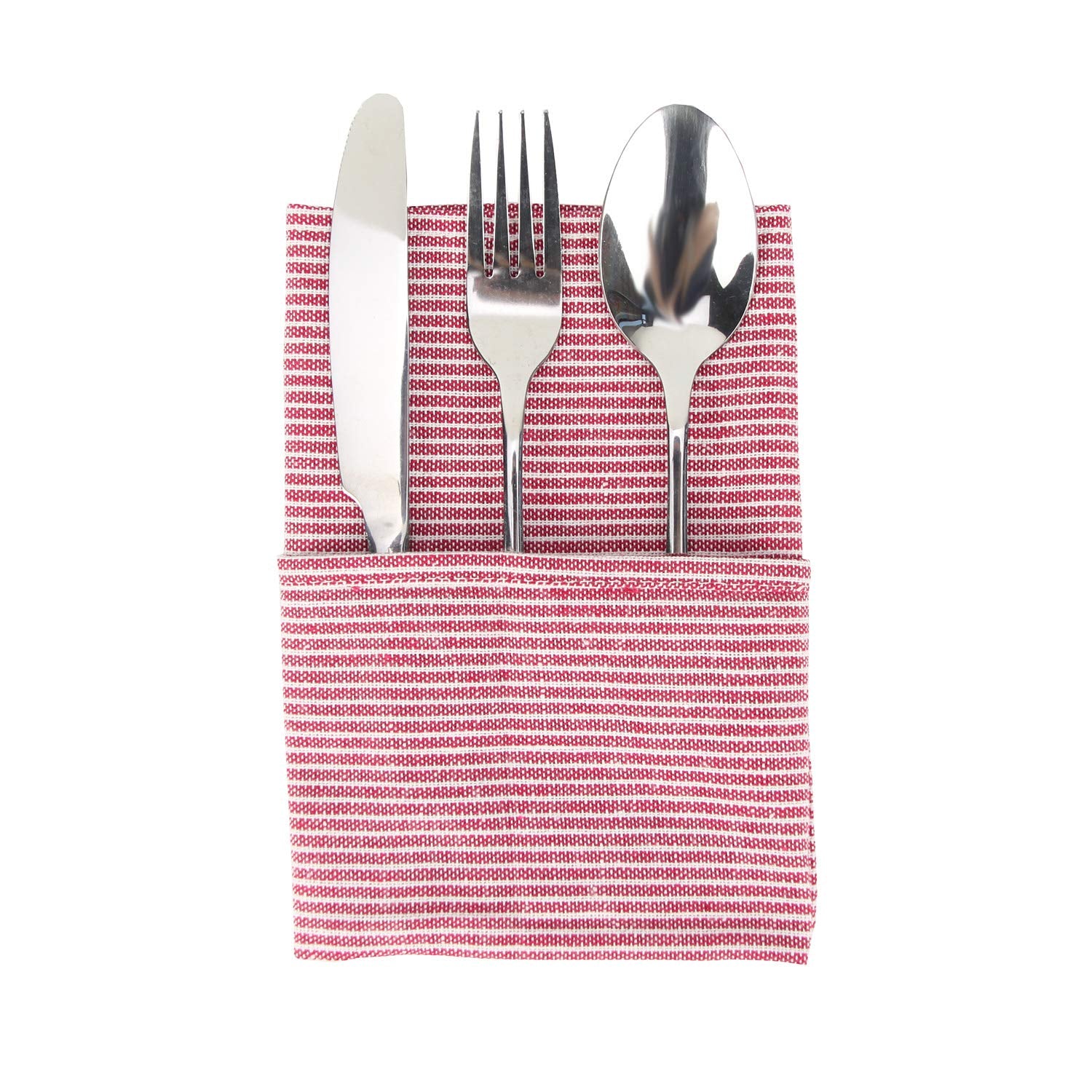 Infei Narrow Striped Cotton Linen Blended Dinner Cloth Napkins - Set Of 12 (40 X 30 Cm) - For Christmas Parties Events & Home Us