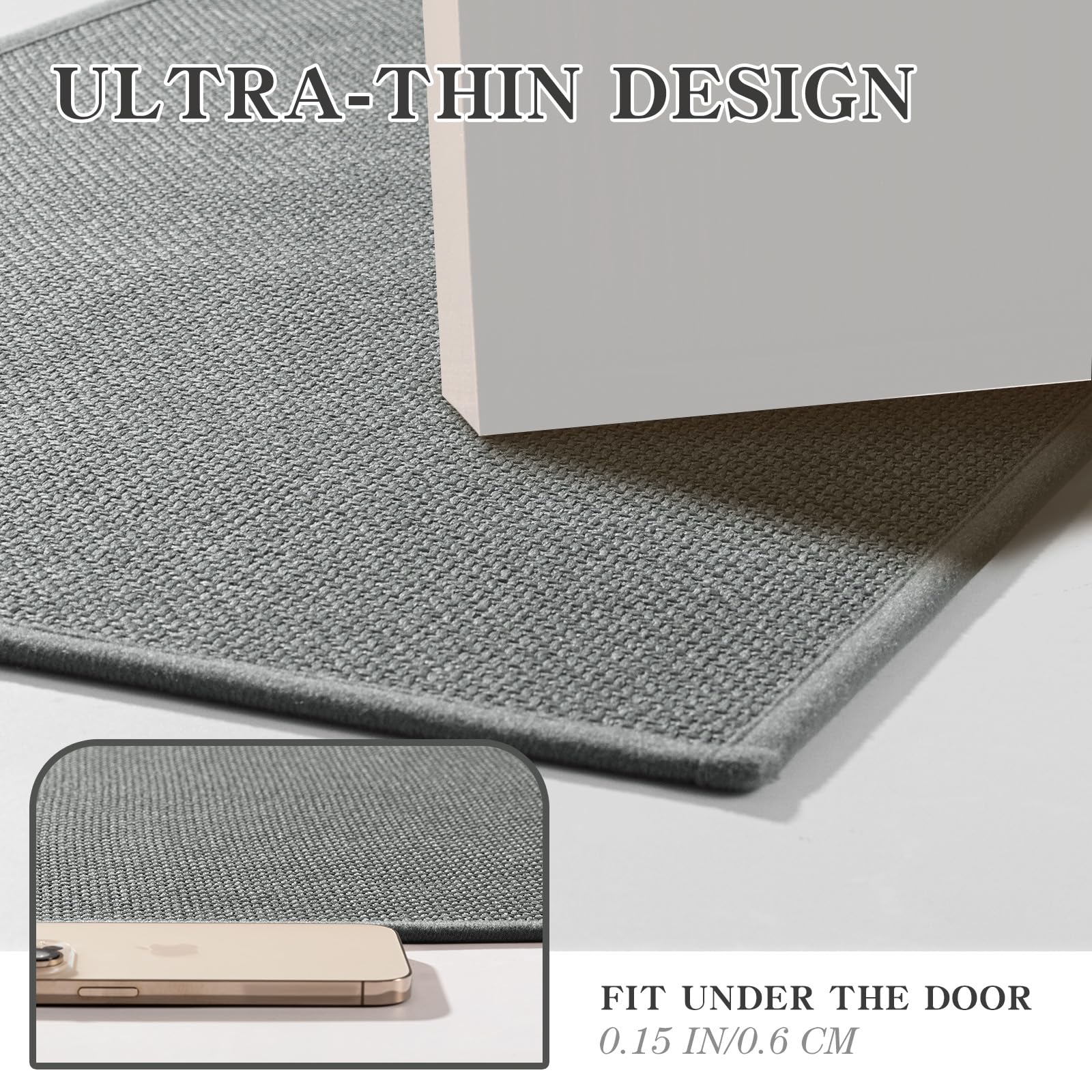 Chakme Bathroom Rugs Mat 32X17, Ultra Thin Non Slip Bath Mat Quick Dry Absorbent Bath Mat For Bathroom Floor, (Dark Grey, 32''X1