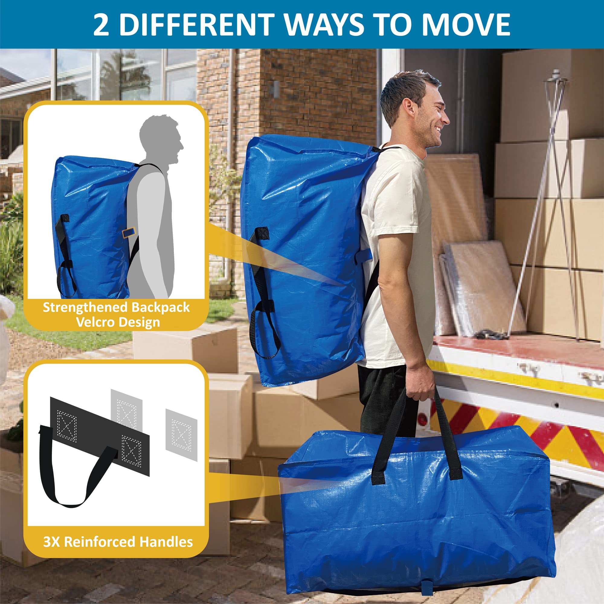 12 Pack Heavy Duty Extra Large Moving Bags with Backpack Straps & Large Vacuum Storage Bags Moving Supply Combo  Moving Totes with Handles & Zippers for Space Saving  Fold Flat  Includes Vacuum Bags