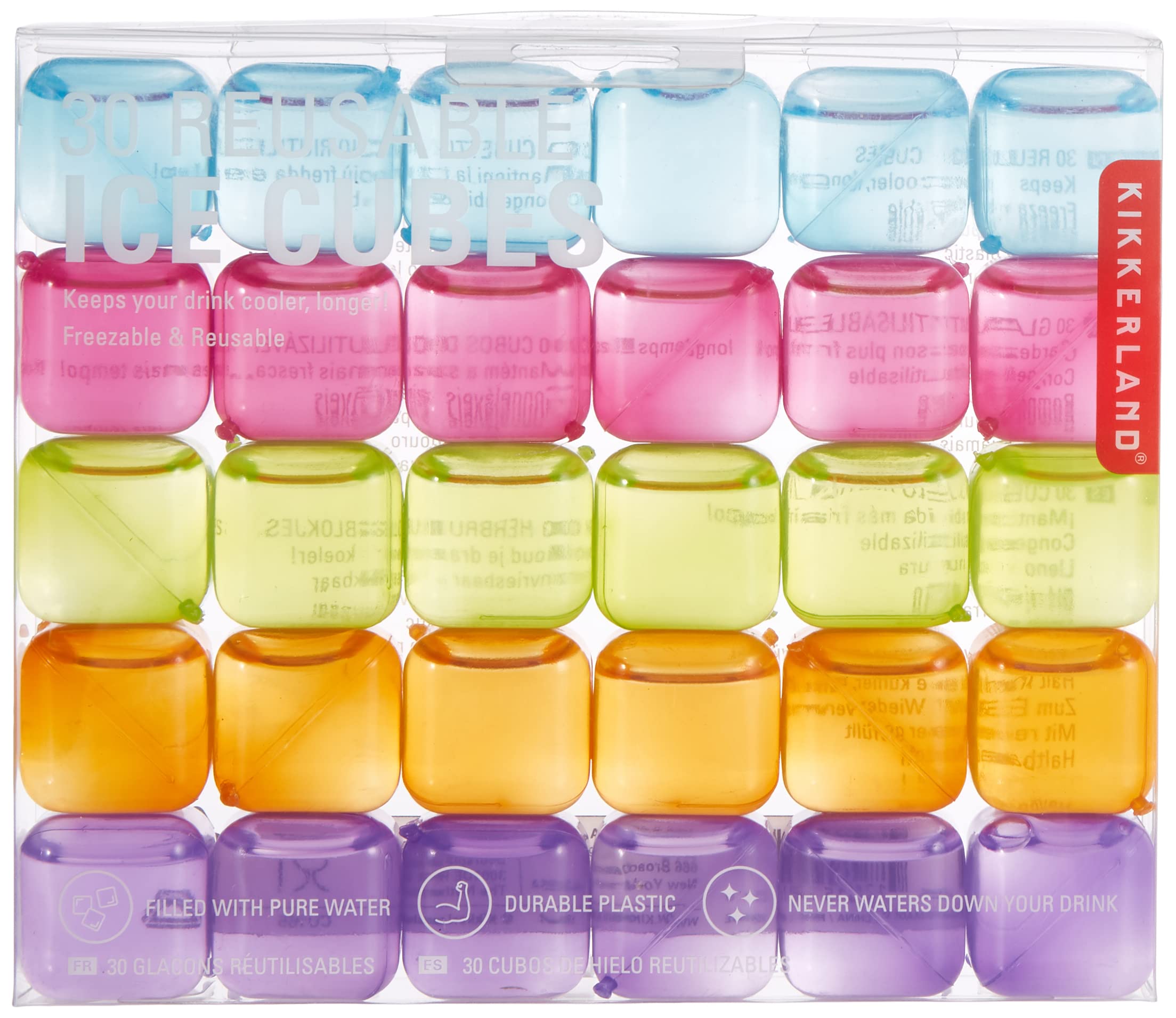 Kikkerland Reusable Ice cubes  Set of 30  Multicolor