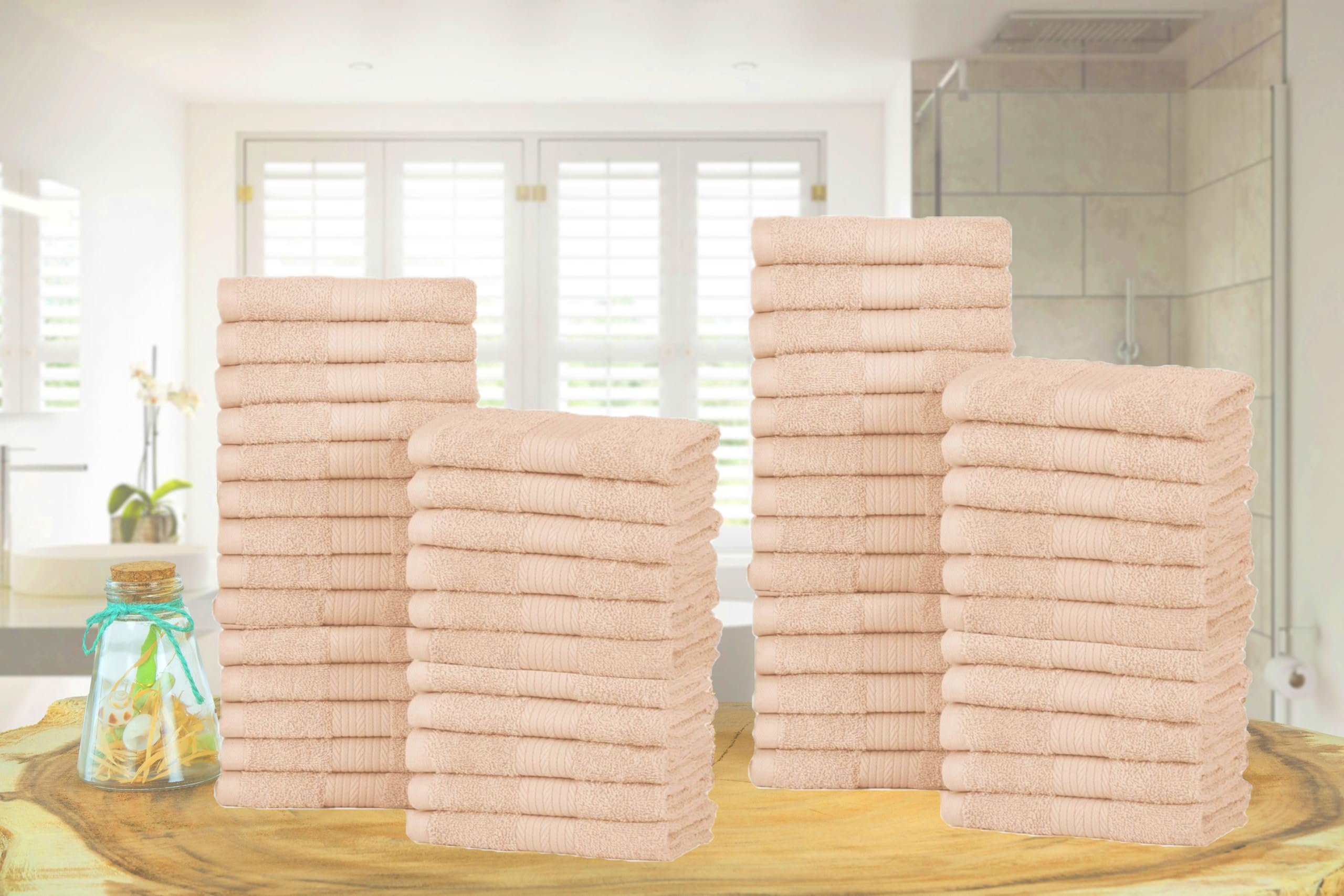Ample Decor Wash Cloths Pack Of 50 12 X 12 Inch 100% Cotton 600 Gsm, Soft Absorbent, Face Towels, Oeko Tex Certified Reusable Fi