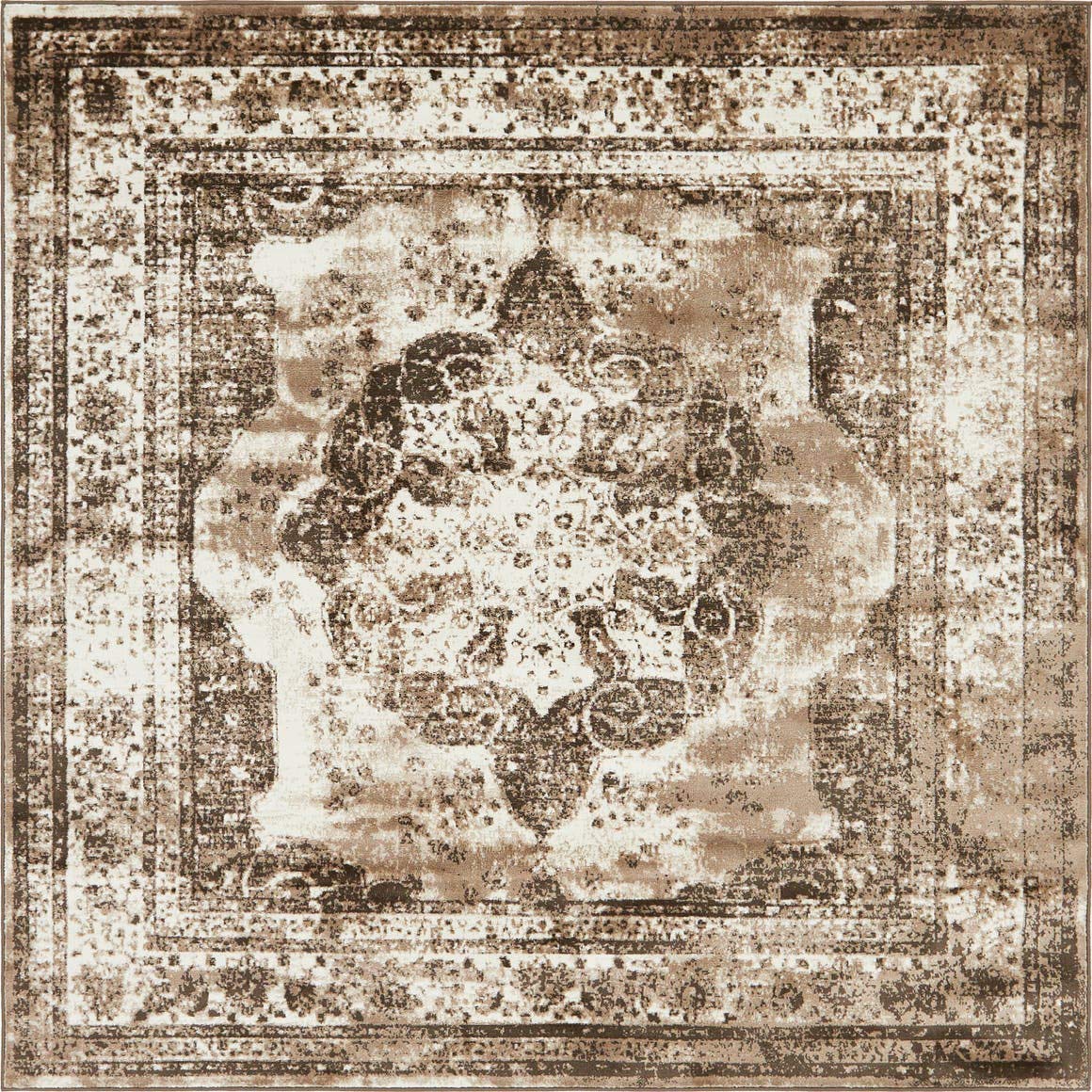 Unique Loom Sofia Collection Area Rug - Salle Garnier (7 10 Square, Light Brown/ Brown)