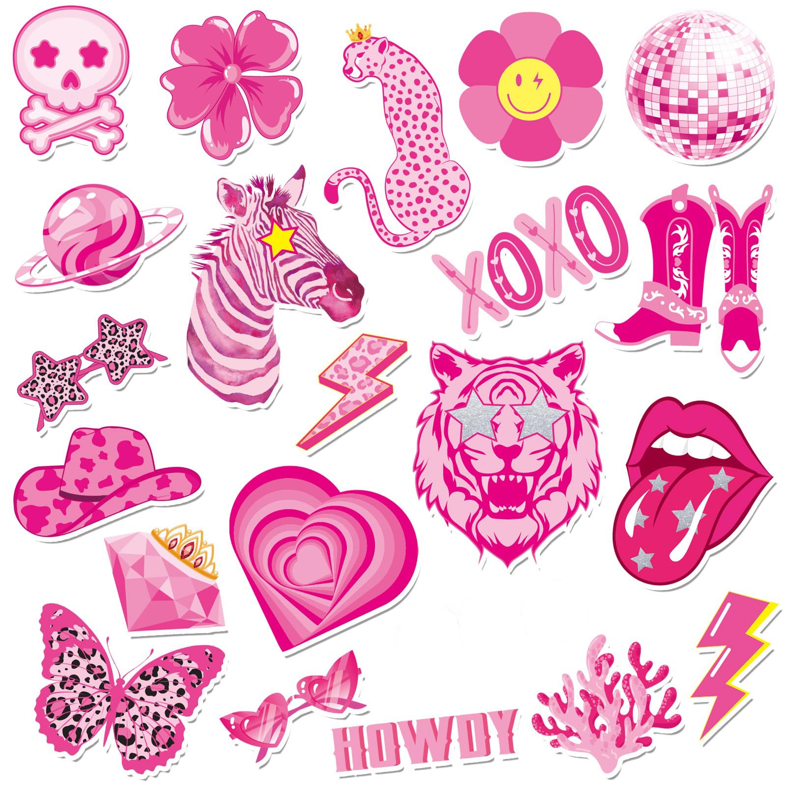 JULMELON Pink Preppy Decorations Magnets 22pcs Cute Hot Pink Decor Car Magnetic for Girls Preppy Locker Fridge Car Classroom Dec