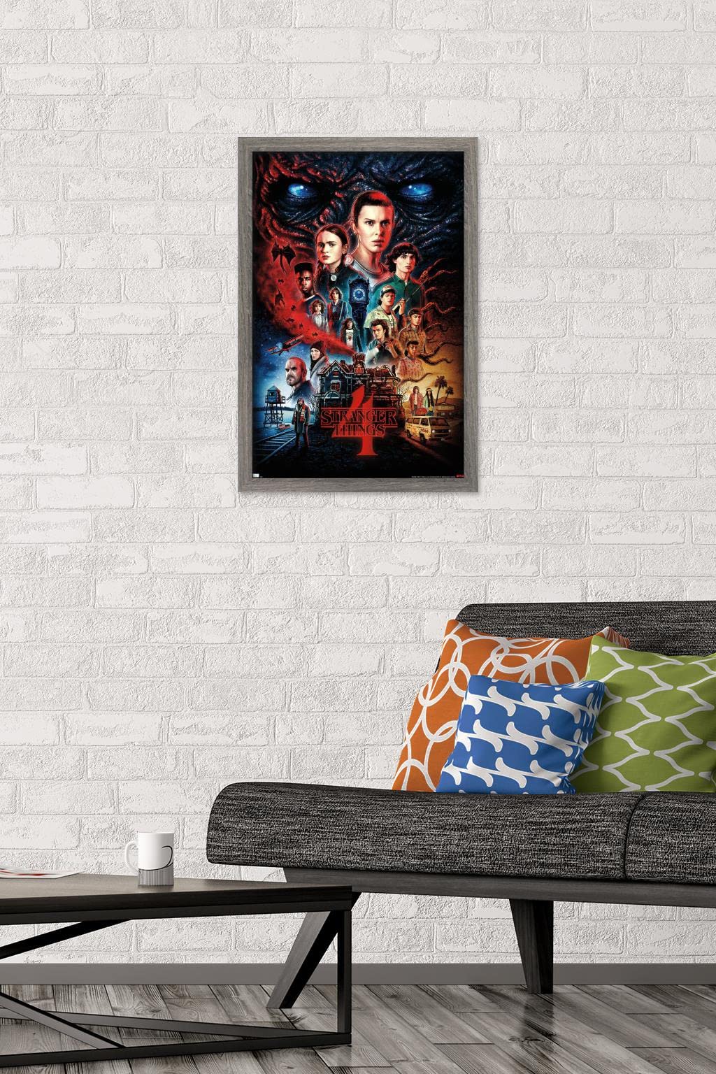 Trends International Netflix Stranger Things: Season 4 - One Sheet Wall Poster, 14.725'' X 22.375'', Barnwood Framed Version