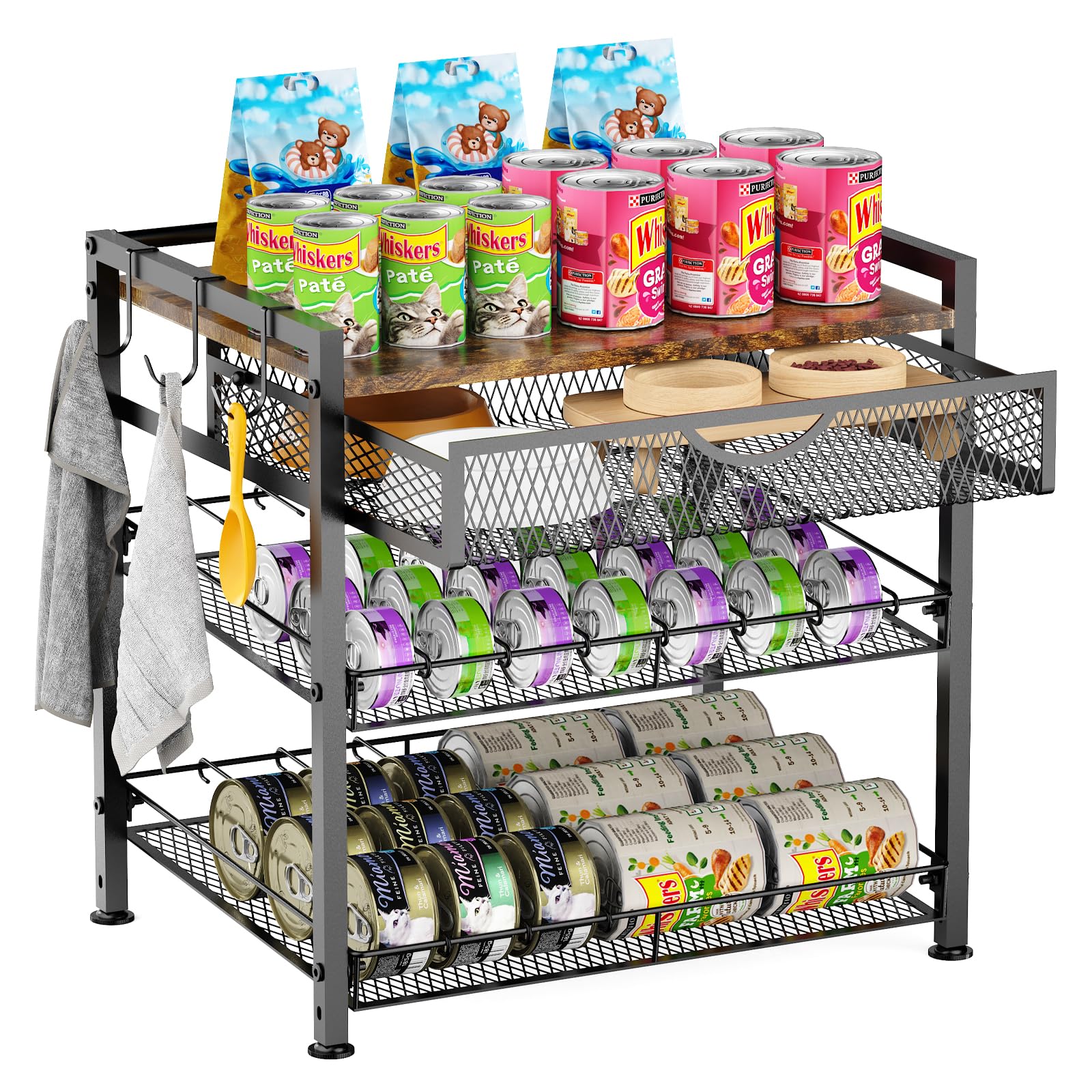 Cat Food Can Organizer, Storing Different Sizes Pet Food Canned Dispenser