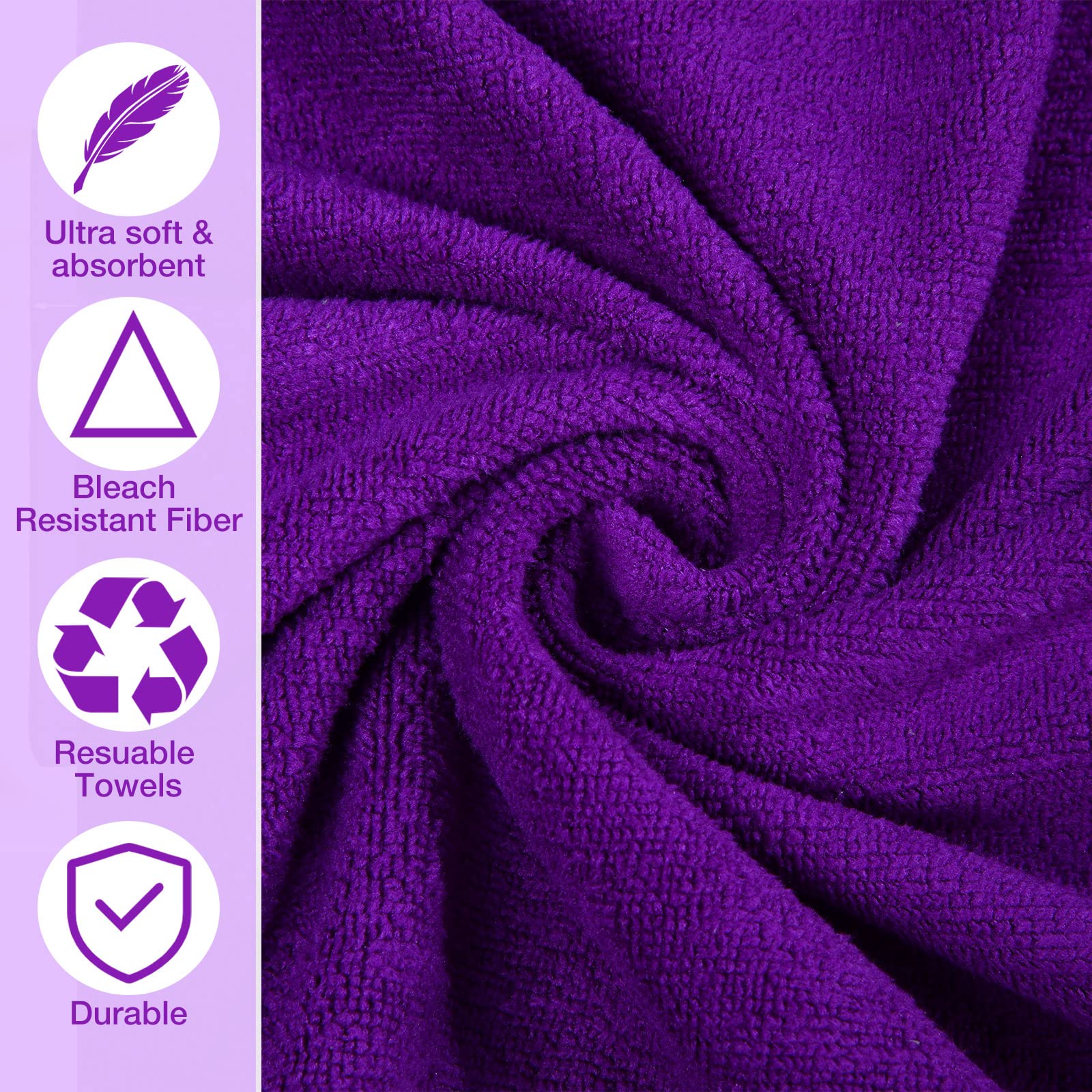Newwiee 72 Pack Bleach Proof Towels Bulk for Salon Hair Microfiber Towels 18 x 30 Inch Dry Lint Free Hair Drying Towel Hand Towe