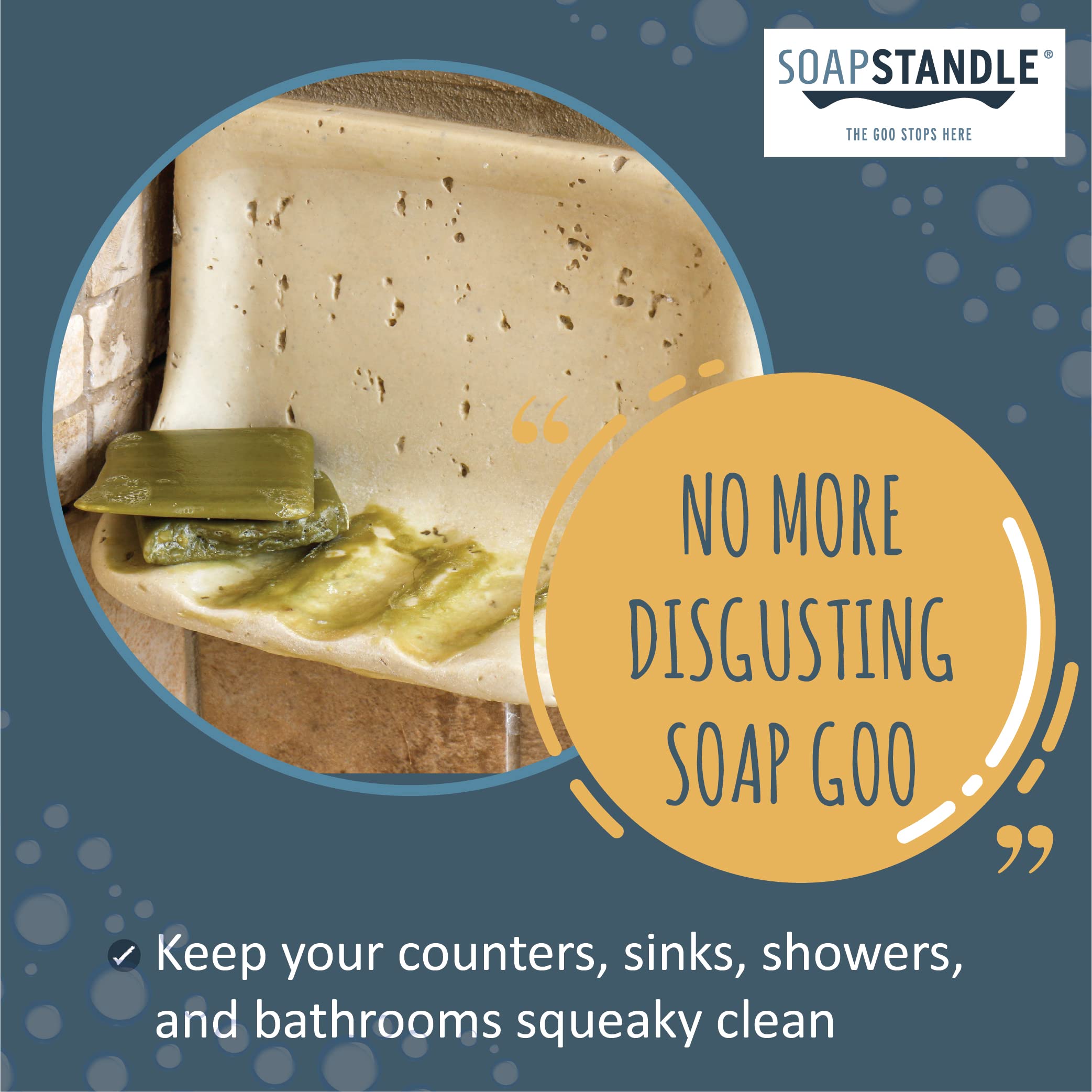 SoapStandle Bar Soap Grip No Goo or Mess Soap Holder for Bath and Showers 4 Pack  Clear