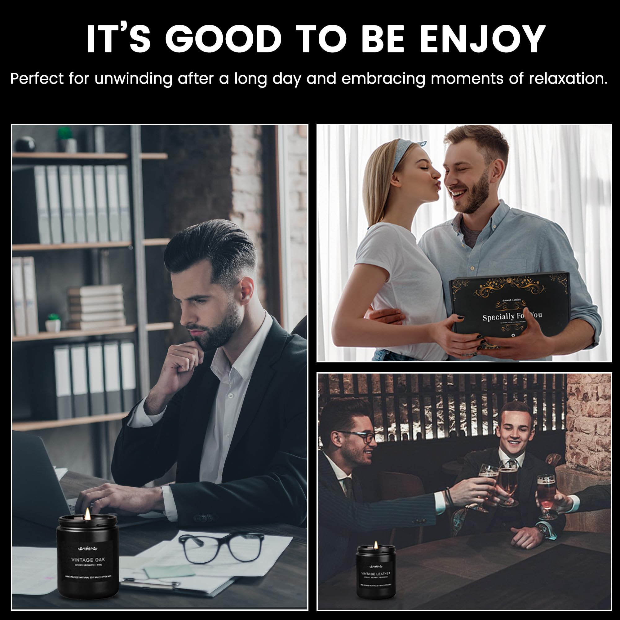 Scented Candles for Men, 6 Pack Candles for Home Scented, 42oz 300 Hour Long Lasting Candles, Set for Men Scented Candles for Ho