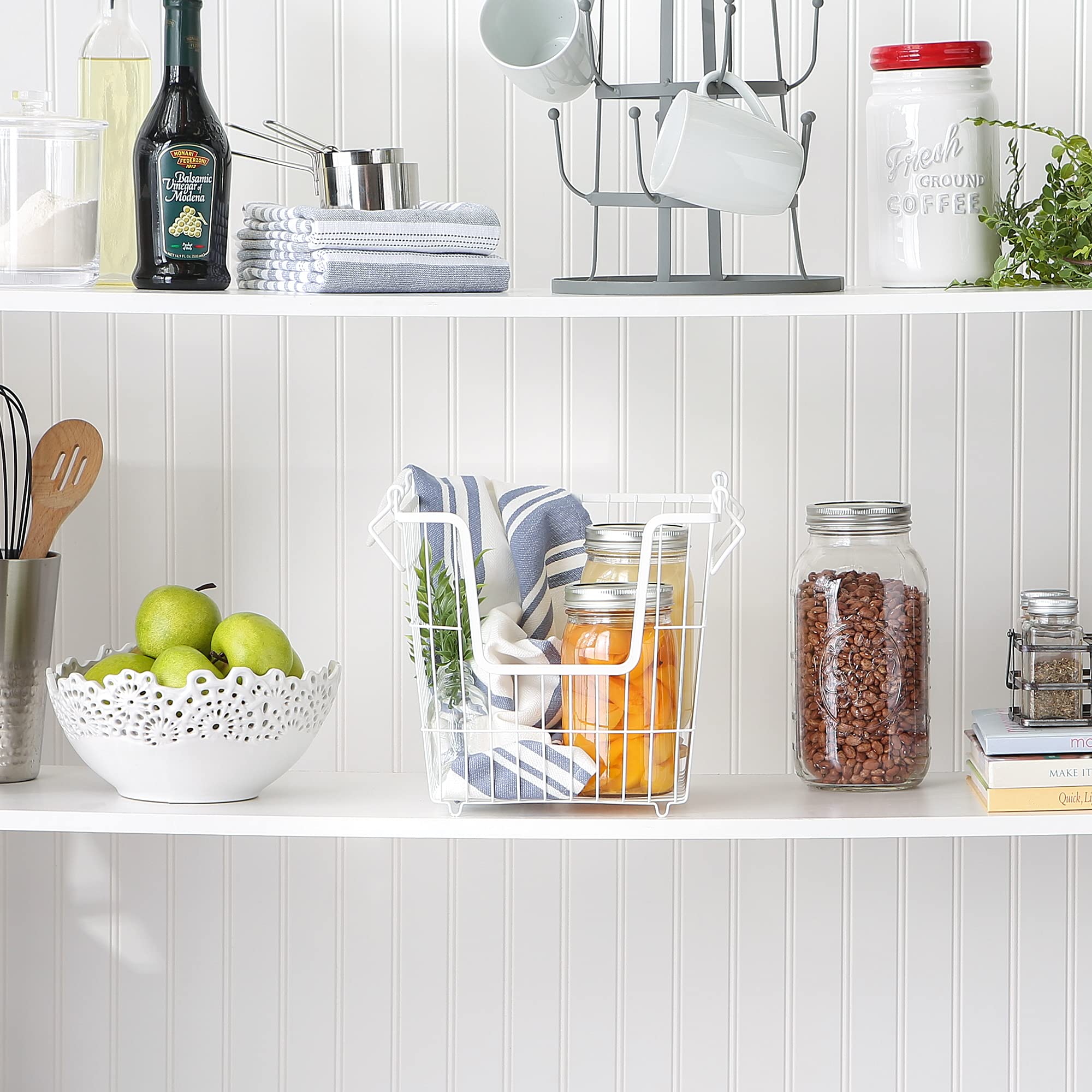 Dii Metal Wire Mesh Stackable Utility Storage Bin, Large, 11X11X11, White