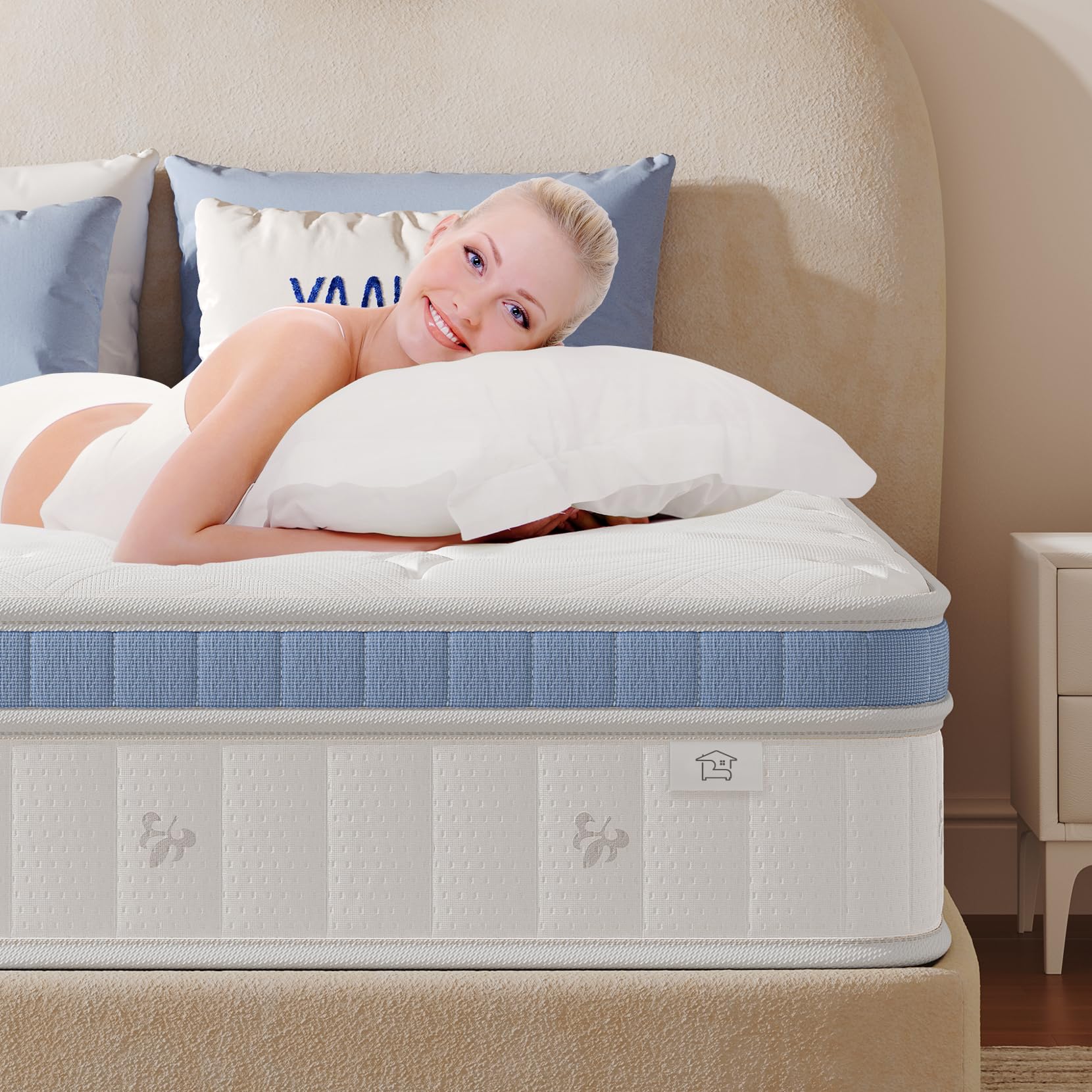 Yaak Twin Mattress 10 Inch, Hybrid Mattress In A Box Twin Size, Individual Pocket Spring Single Bed Mattress With Breathable Mem