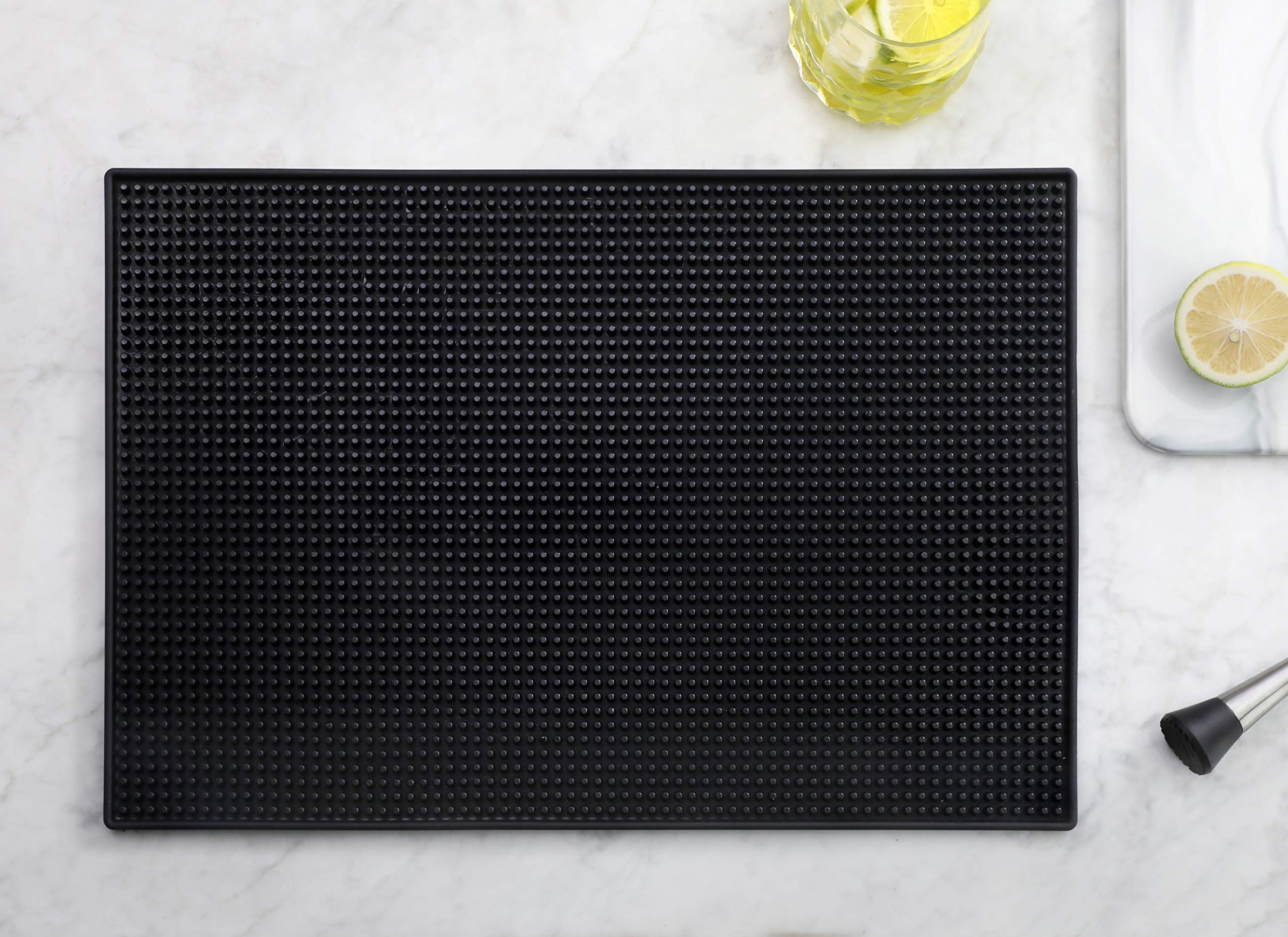 New Star Foodservice 48421 Rubber Bar Service Mat For Counter Top, 12-Inch By 18-Inch, Black