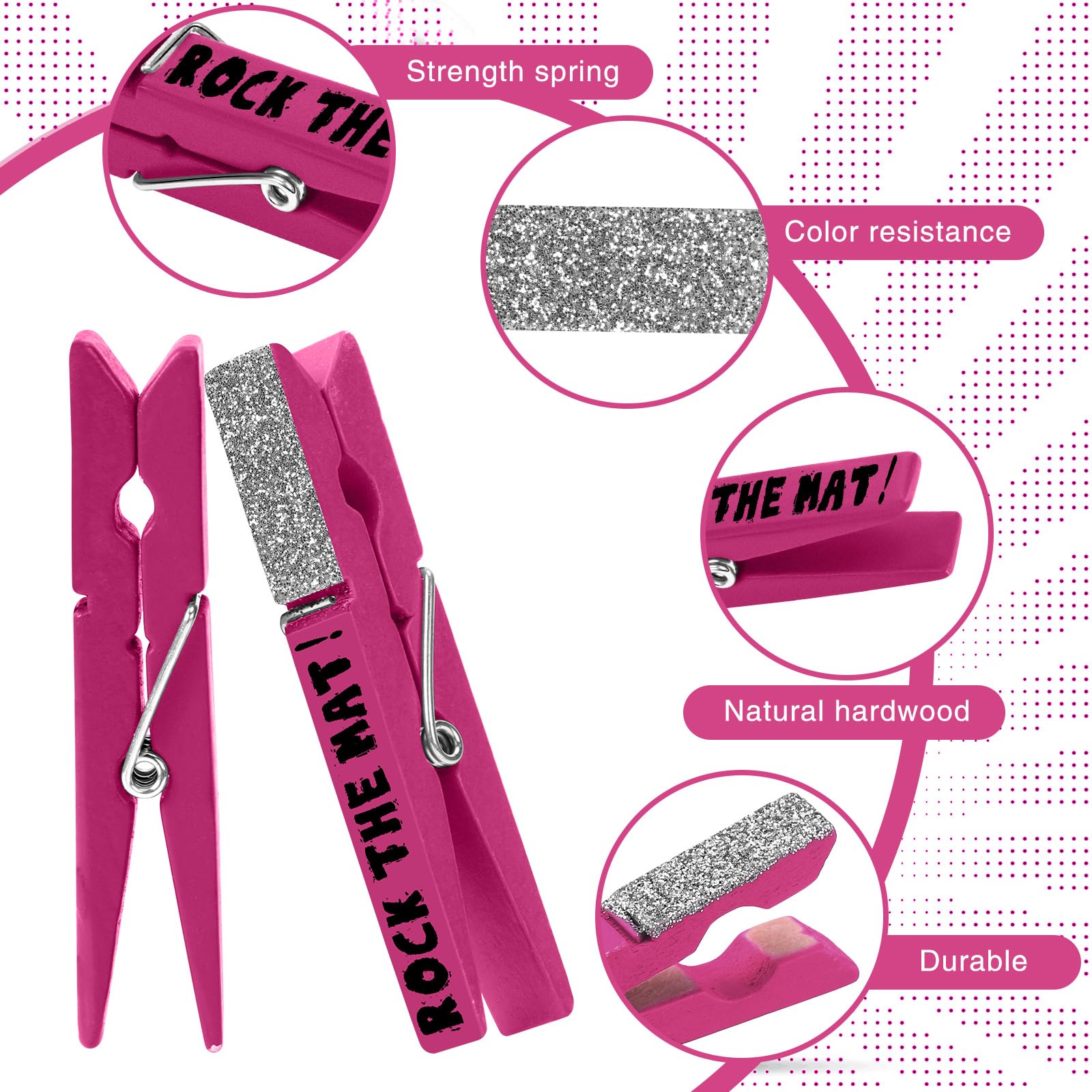 Kigeli 30 Pcs Spirit Clips Cheer Pins Cheerleader Gifts Clothes Pins for Backpacks Competition Glittered for Team Cheer Gifts St