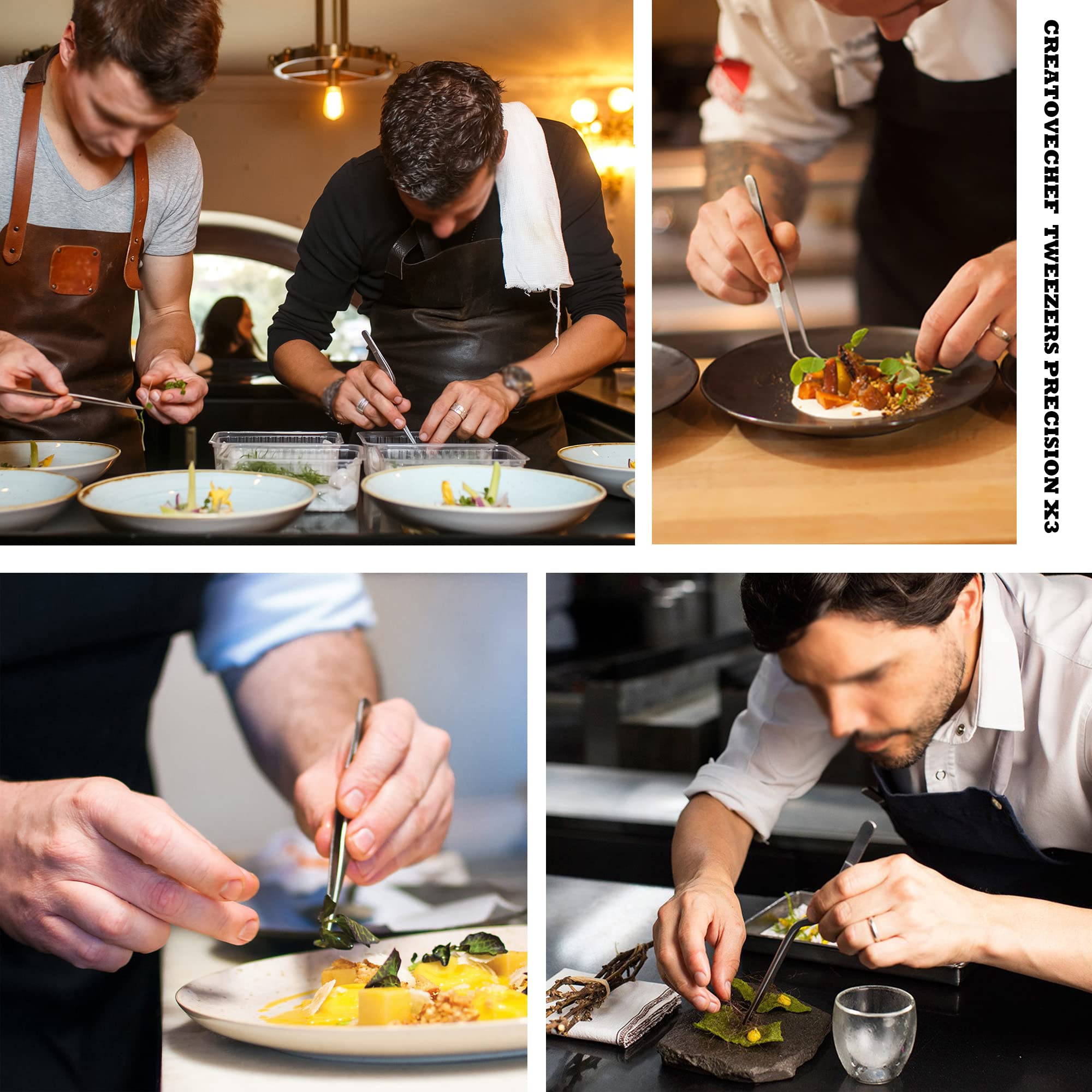 Creativechef Professional Chef Plating Kit, 10 Piece Culinary Plating Set, Black, Stainless Steel (10 Piece, Black)