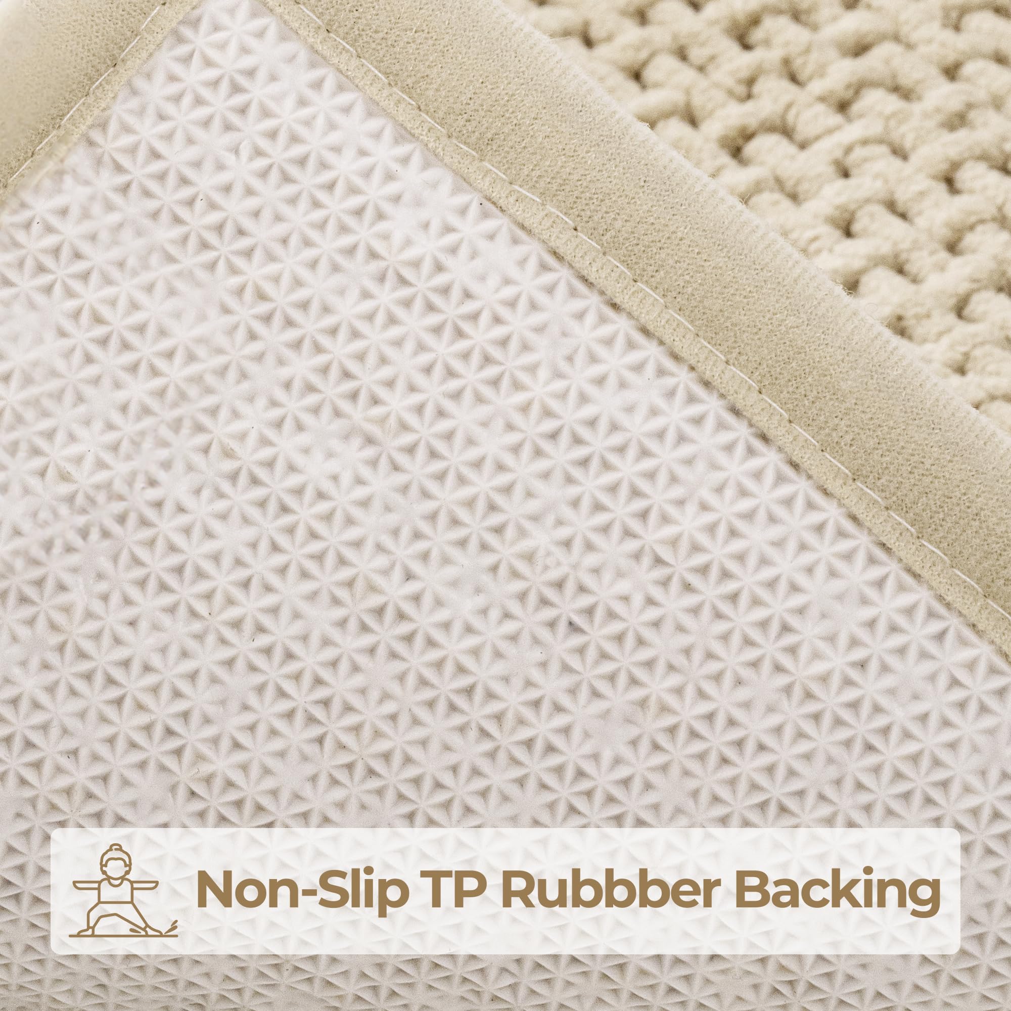 Granny Says Beige Bathroom Rugs, Absorbent Bath Mats For Bathroom, 24'' X 16'', Soft Chenille Bathroom Mat, Small Bath Rugs Non