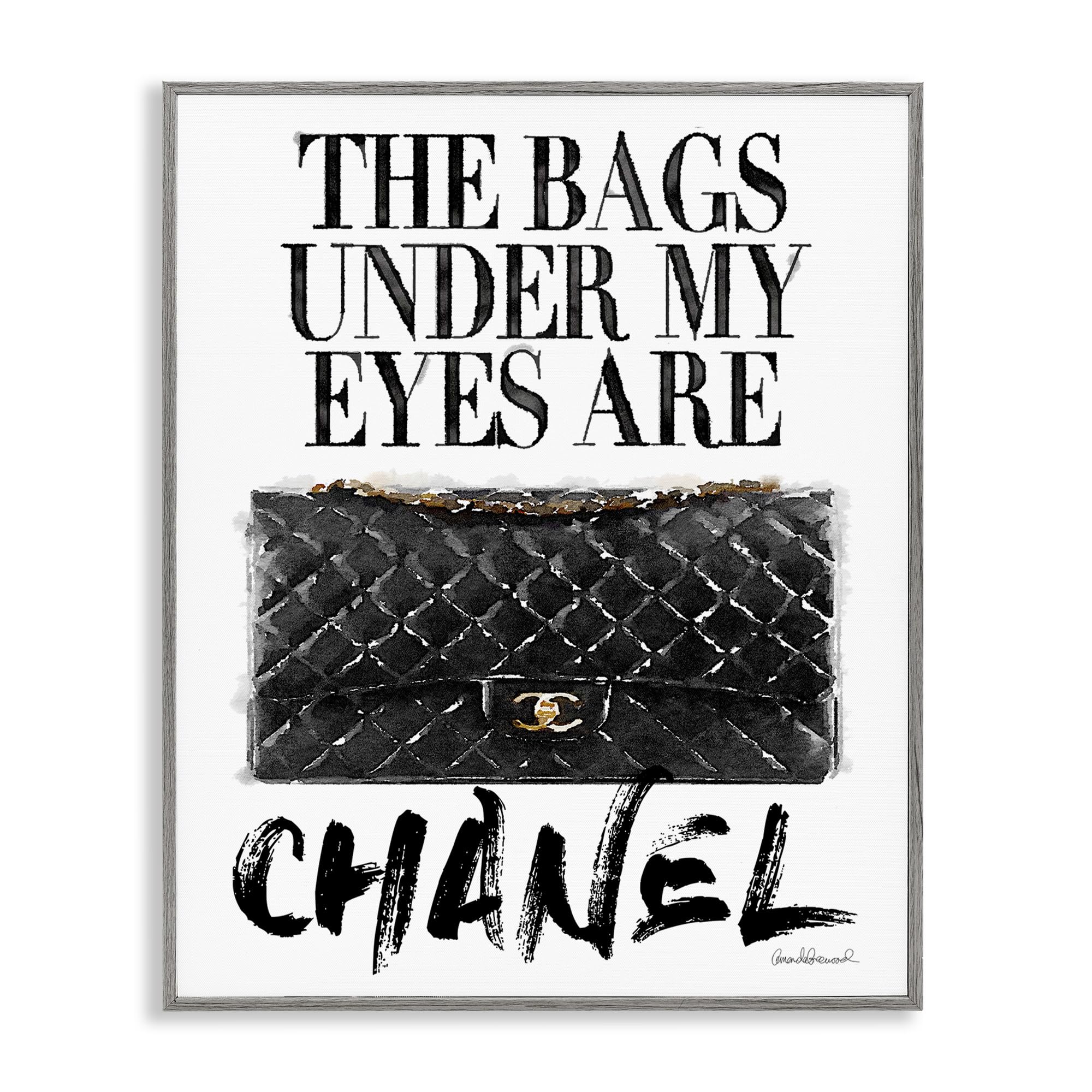 Stupell Industries Glam Eyes Black Bag, Design by Amanda Greenwood Gray Framed Wall Art, 24 x 30