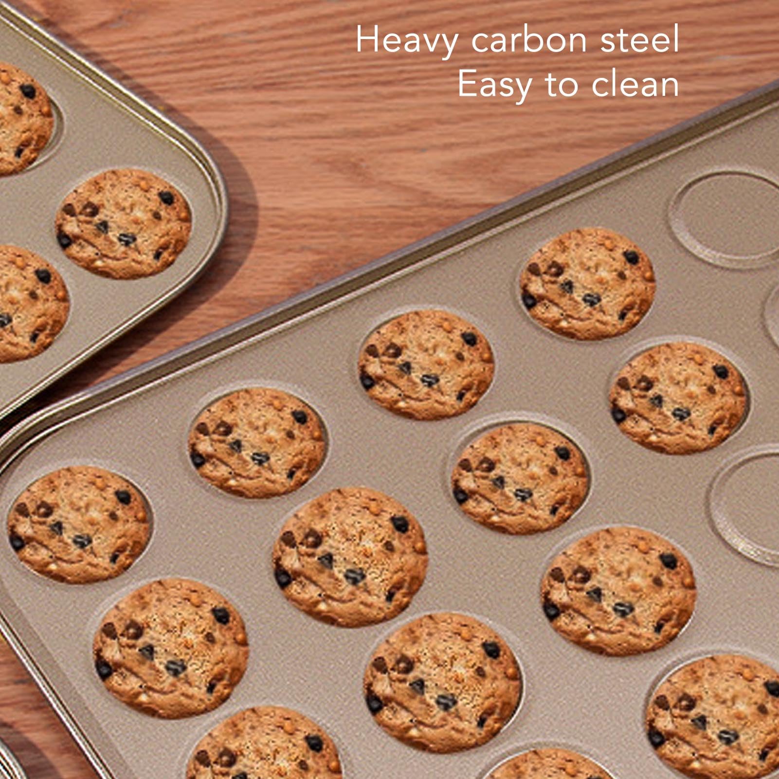 Zerodis Muffin Top Pan - Non-Stick Carbon Steel Bakeware, 25 Hole Design, High Temperature Resistant