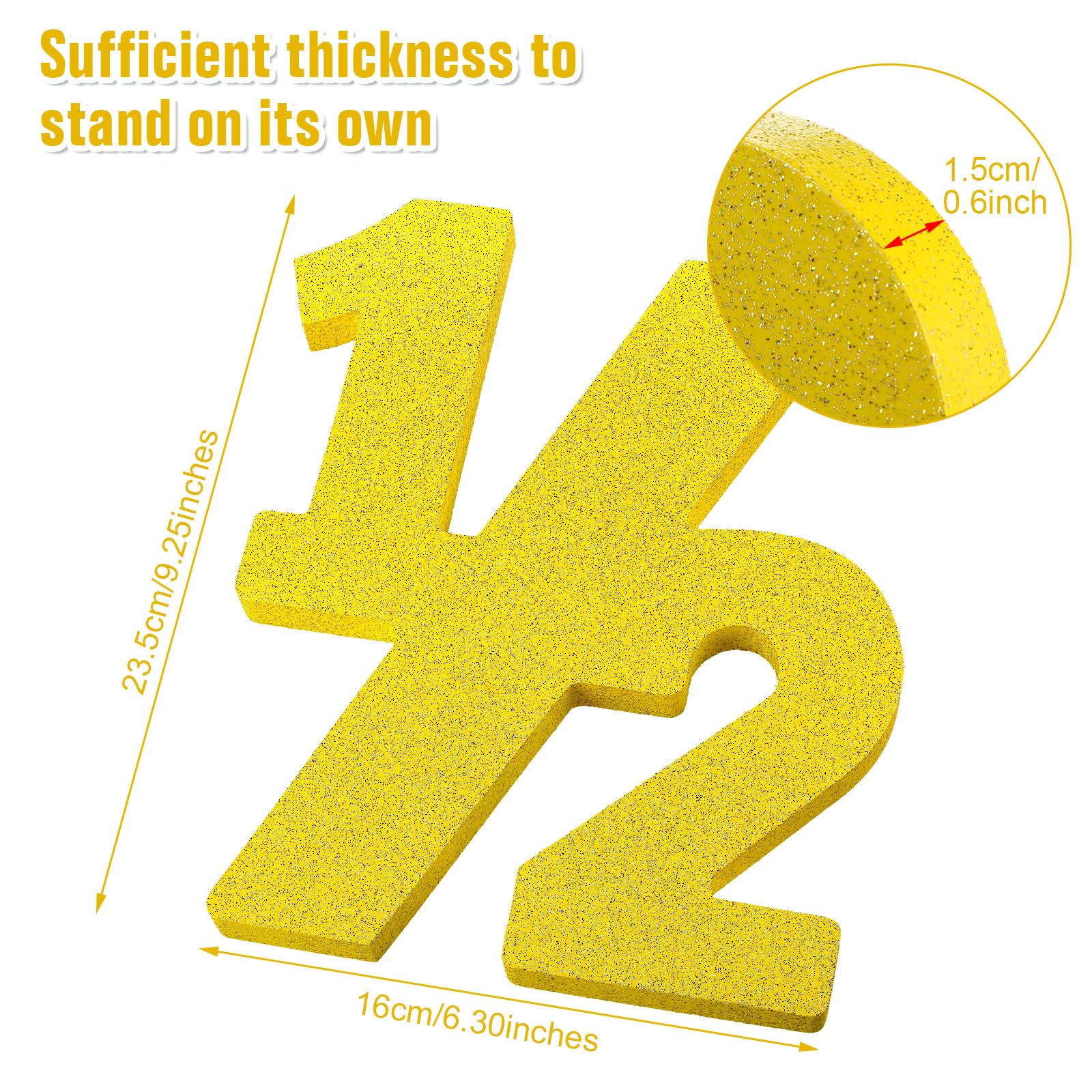 Chunful Half Number Sign Glitter 1/2 Baby Birthday Party Supplies Half Birthday Decorations Freestanding 6 Month Photo Prop Deco