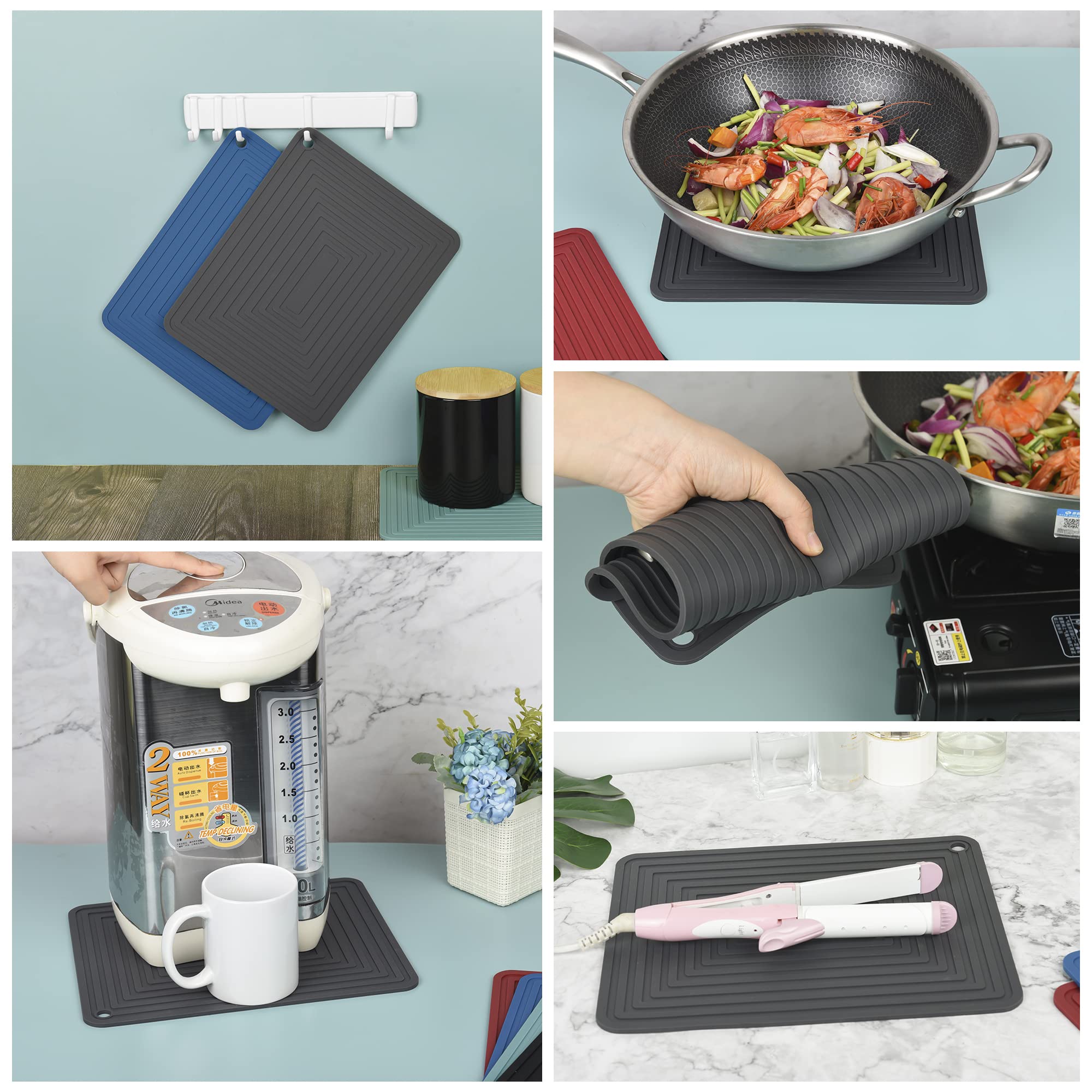 Smithcraft Silicone Trivets For Hot Dishes Pots And Pans, Multi Use Hot Pads For Kitchen Counter Mat, Versatile Heat Resistant M