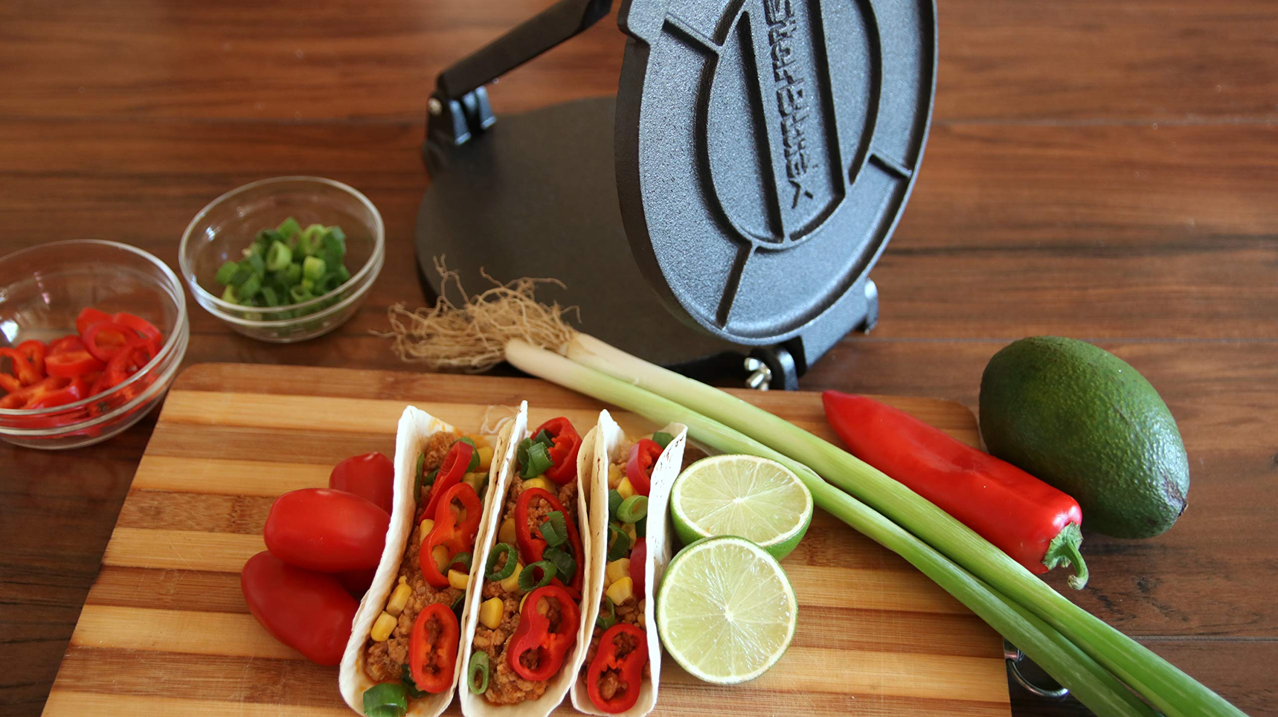 10 Inch Cast Iron Tortilla Press By Starblue With Free 100 Pieces Oil Paper And Recipes E-Book - Tool To Make Indian Style Chapa