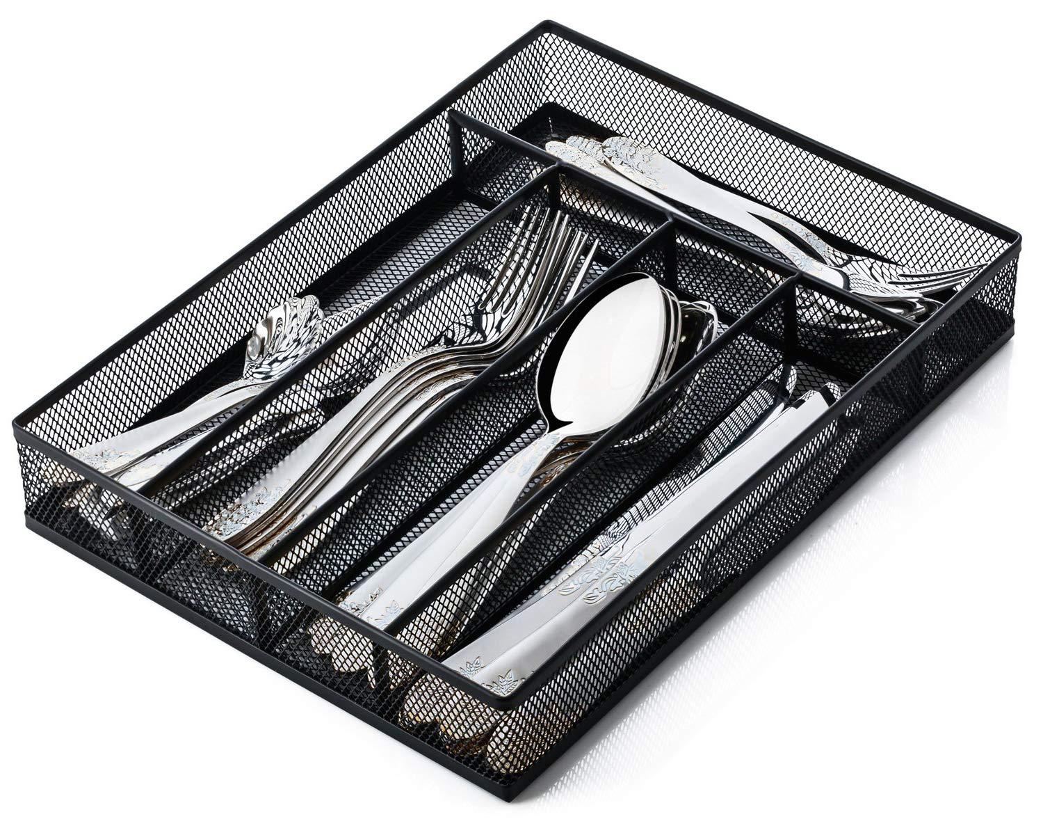 Jane Eyre Utensil Drawer Organizer, Cutlery Tray Silverware Flatware Storage Divider For Kitchen, Mesh Wire With Non-Slip Foam F
