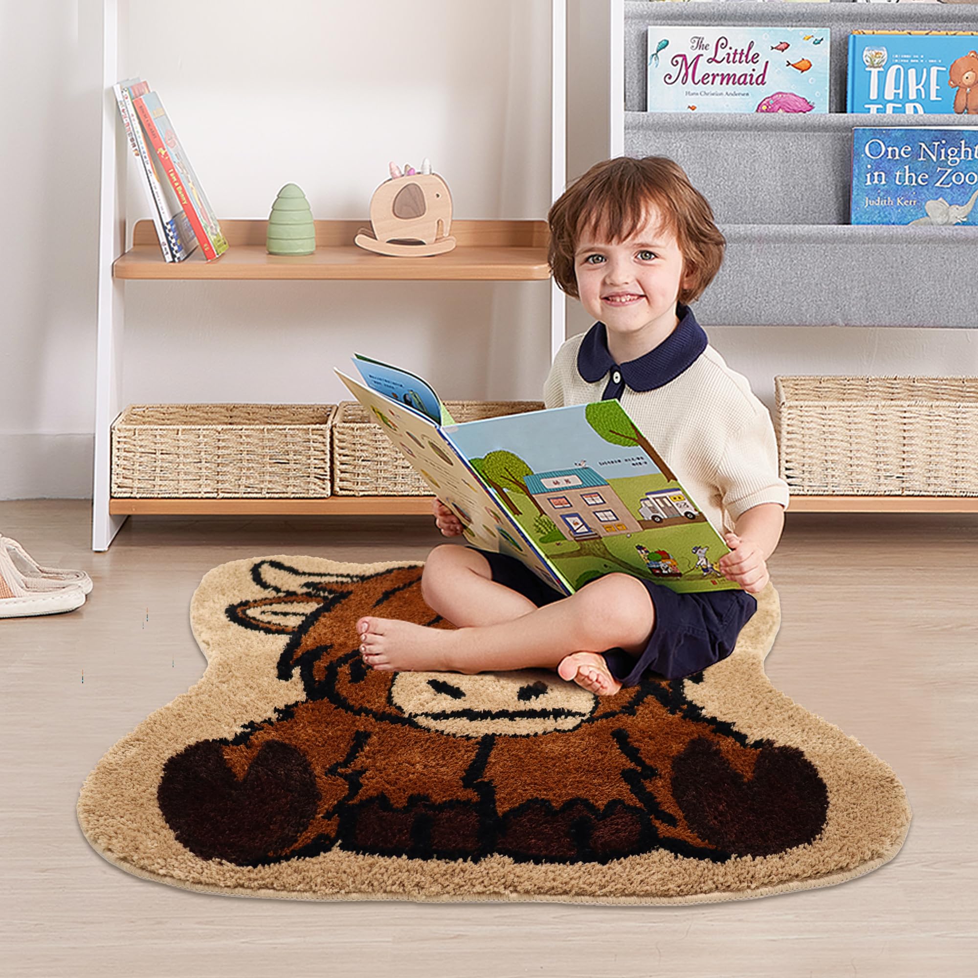 Oturgor Highland Cow Bath Mat 32''X32'' Cute Cow Bathroom Rug Western Cow Print Rug For Bathroom Decor Non Slip Floor Mat For Ki
