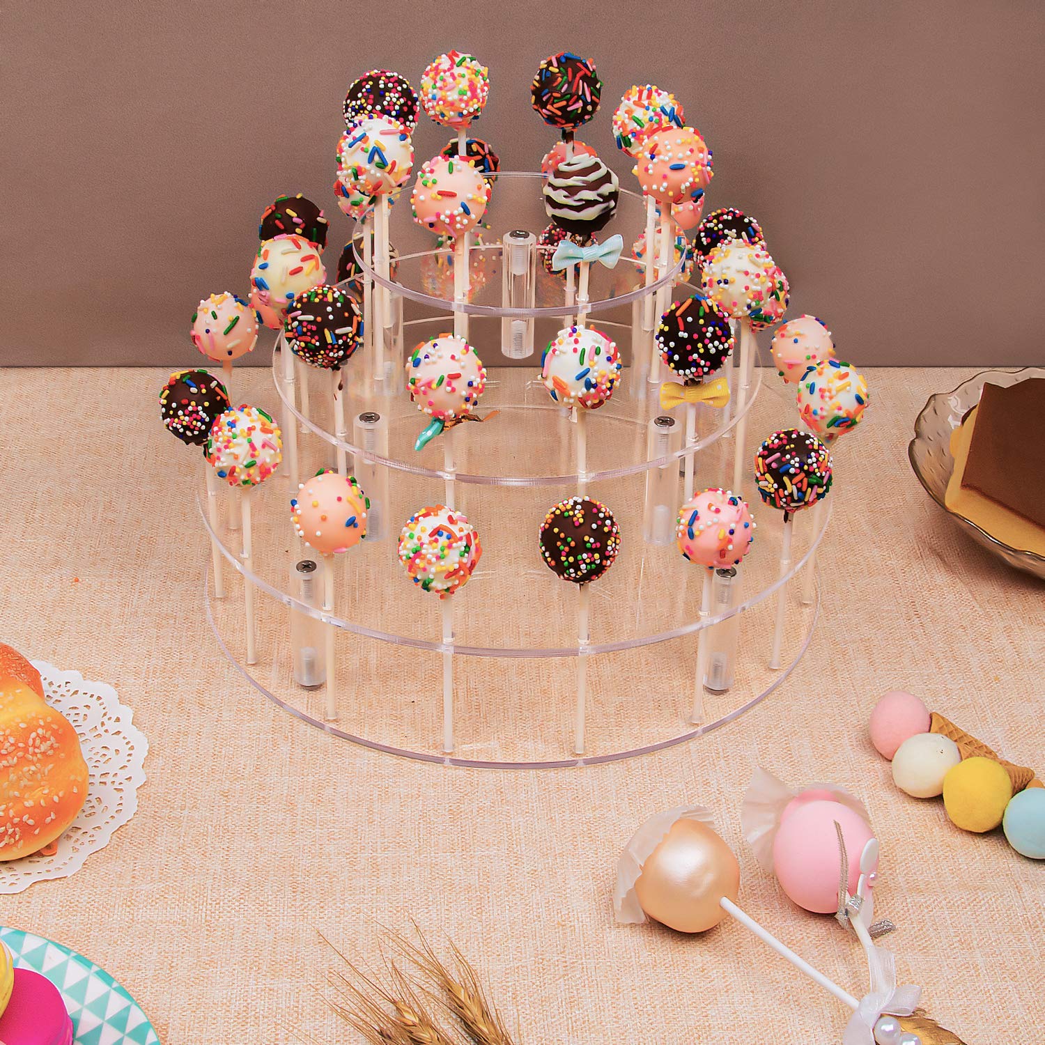 Yestbuy Cake Pop Display Stand, 36 Hole Cake Pop Holder, Lollipop Holder For Weddings, Birthday Parties, Anniversaries Gift, Hal