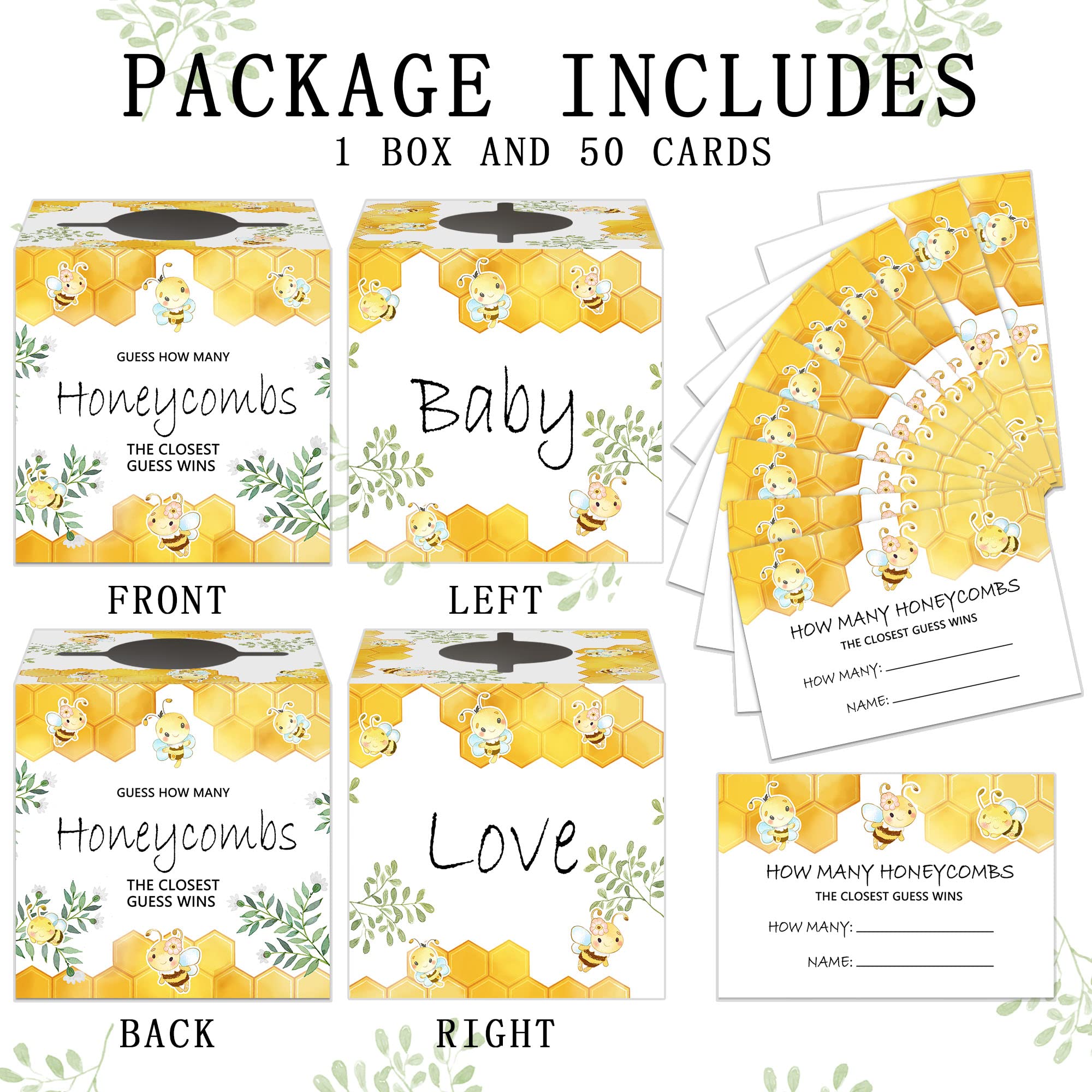 Azbuk Guess How Many Honeycombs Game For Baby Shower, 50 How Many Cards And 1 Box, Funny Baby Shower Game Ideas For Boys Or Girl