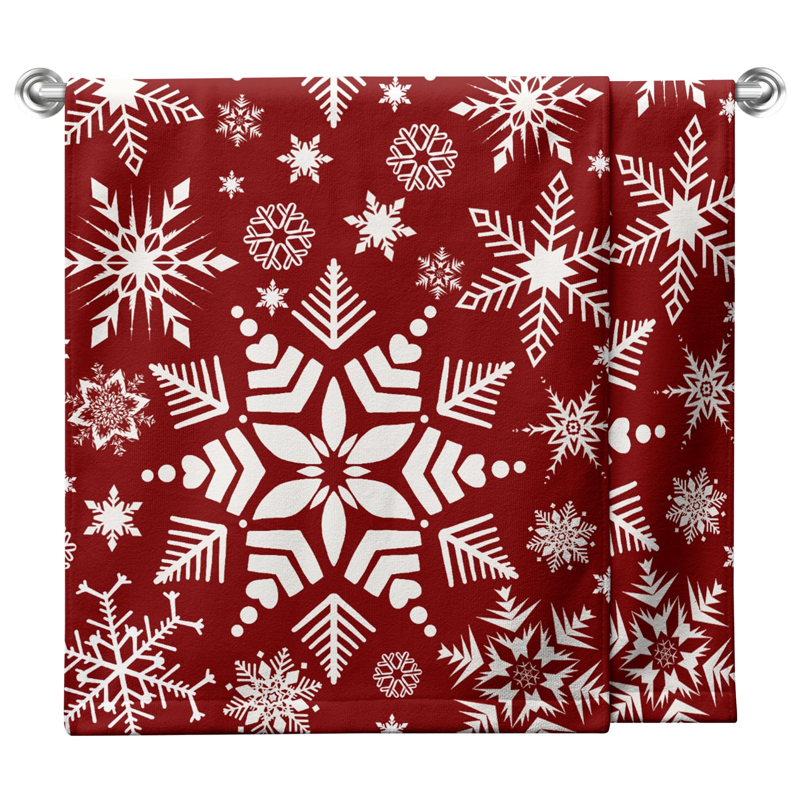 Lealeg Winter Snowflakes Bathroom Hand Towels Red Snow Kitchen Towel Holiday Snowflakes Dish Towels Washcloth Cotton Tea Towel S