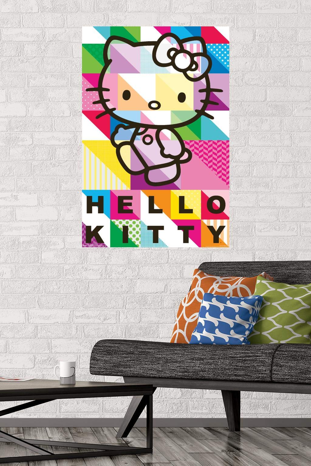 Trends International Hello Kitty - Patterns Wall Poster, 22.375'' X 34'', Premium Poster & Mount Bundle