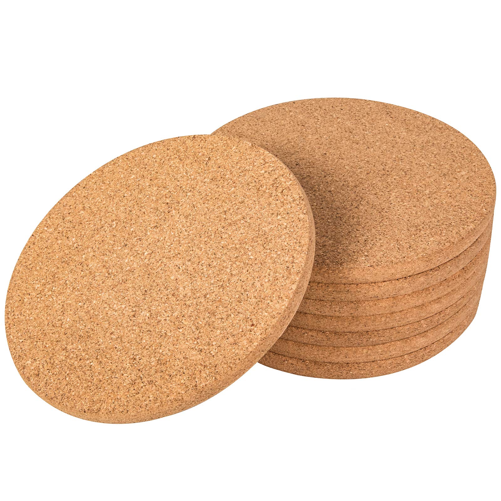 Crchom Cork Trivet 8 Pack Round Cork Hot Pads For Dishes 8'' X 0.4'' High Density Thick, Cork Hot Pads For Kitchen, Heat Resista