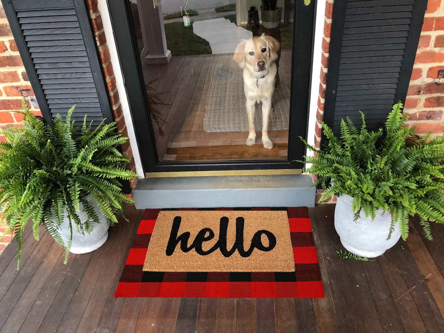LEVINIS Cotton Red and Black Plaid Outdoor Rug 3  2- Machine Washable Buffalo Plaid Rug for Kitchen/Bath Room/Outdoor/Indoor F