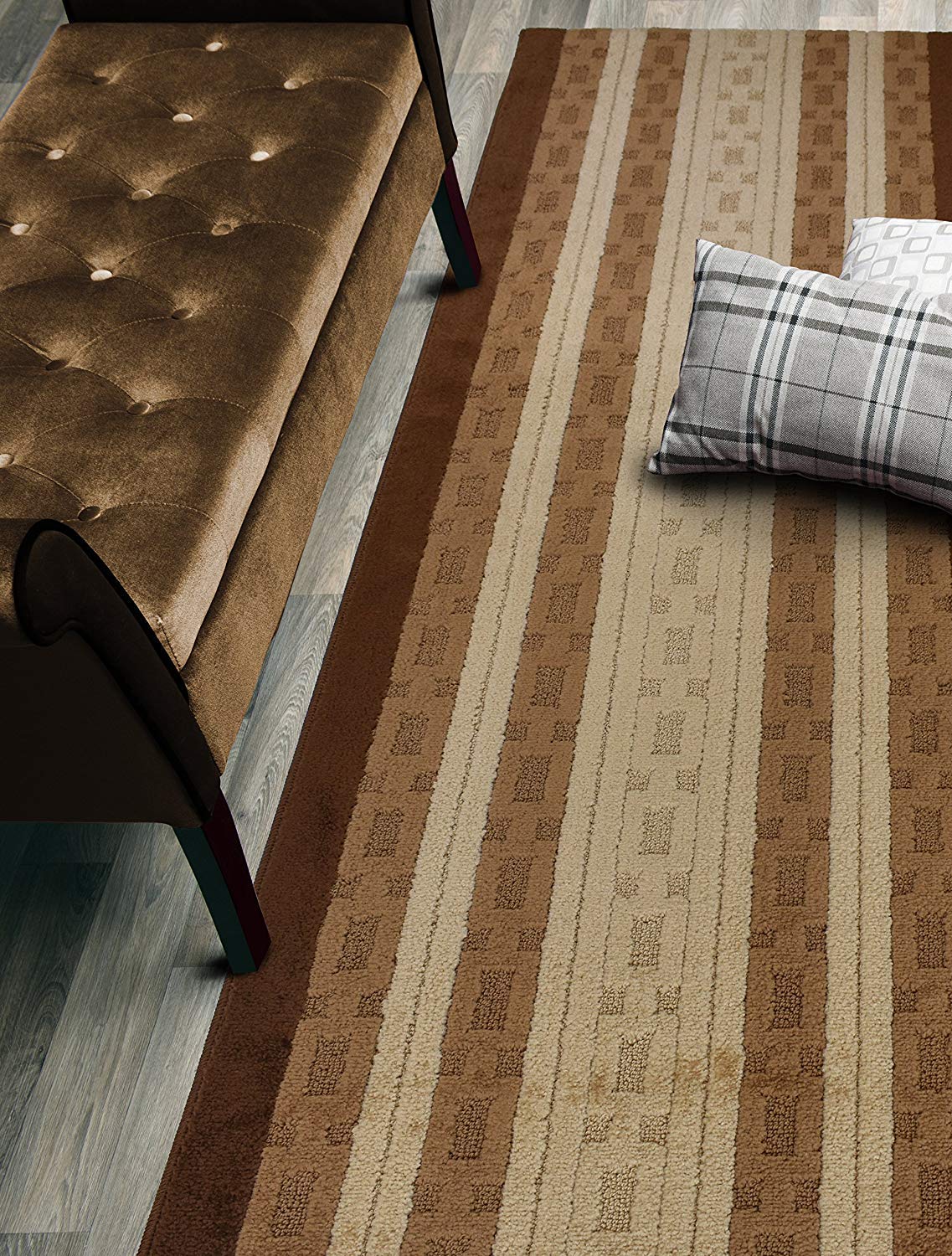 Custom Size Hallway Runner Rug, Slip Resistant, 26 Inch Wide X Your Choice of Length, Chain Brown, 26 Inch X 4 Feet, Doormat Siz