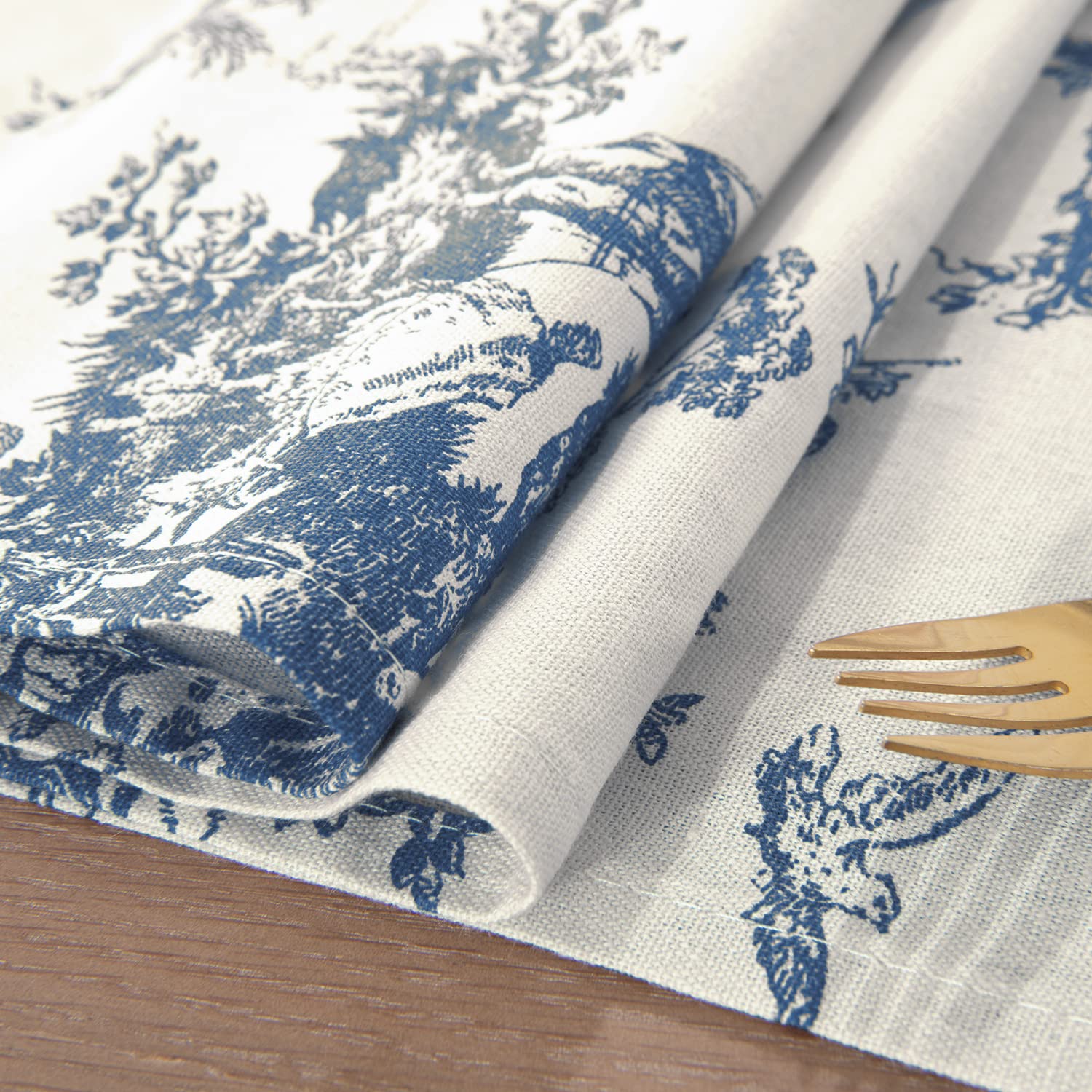 Royal Blue Table Runners 90 Inches Long For Dining Table Decor,Chinoserie Toile Print French Country Tablecloth Table Cloth Runn