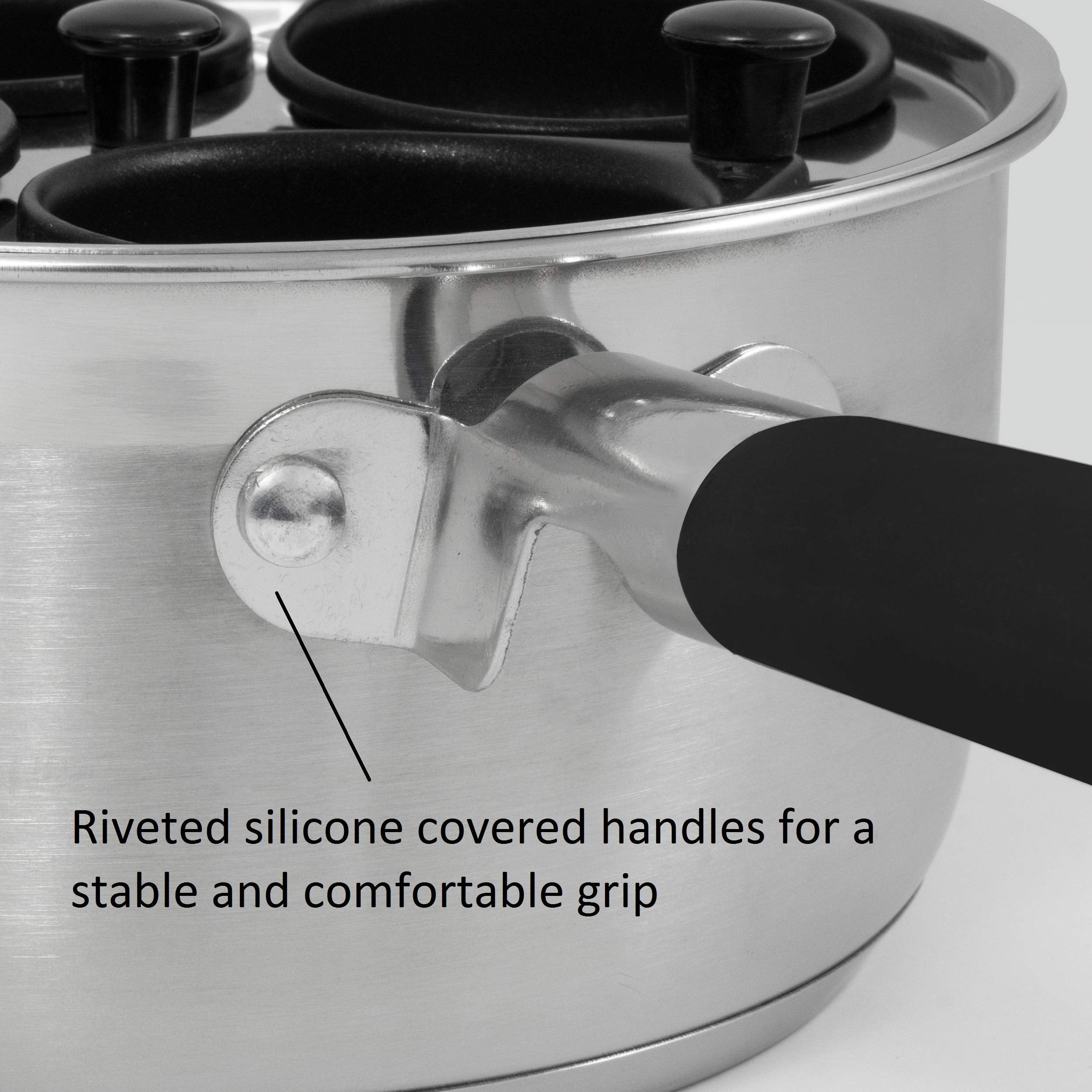 Excelsteel Silicone Spatula Gift, Easy Use Stove Top Breakfast Brunch Egg Poacher Saucepan 6 Cup, 4Qt, Stainless