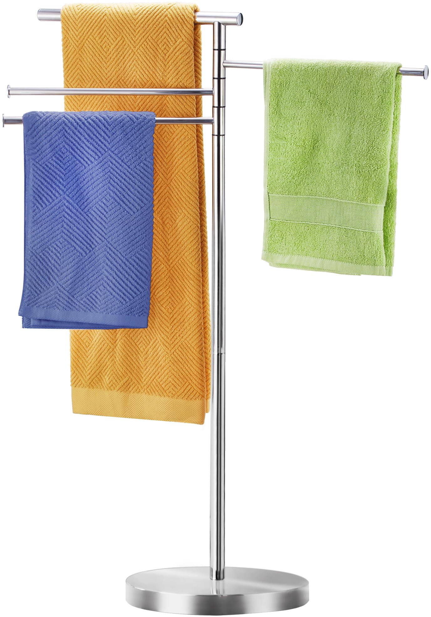 Freestanding Towel Rack, 40 Inch Tall Standing Towel Racks For Bathroom With Weighted Base, Modern Floor Towel Drying Holder Sta