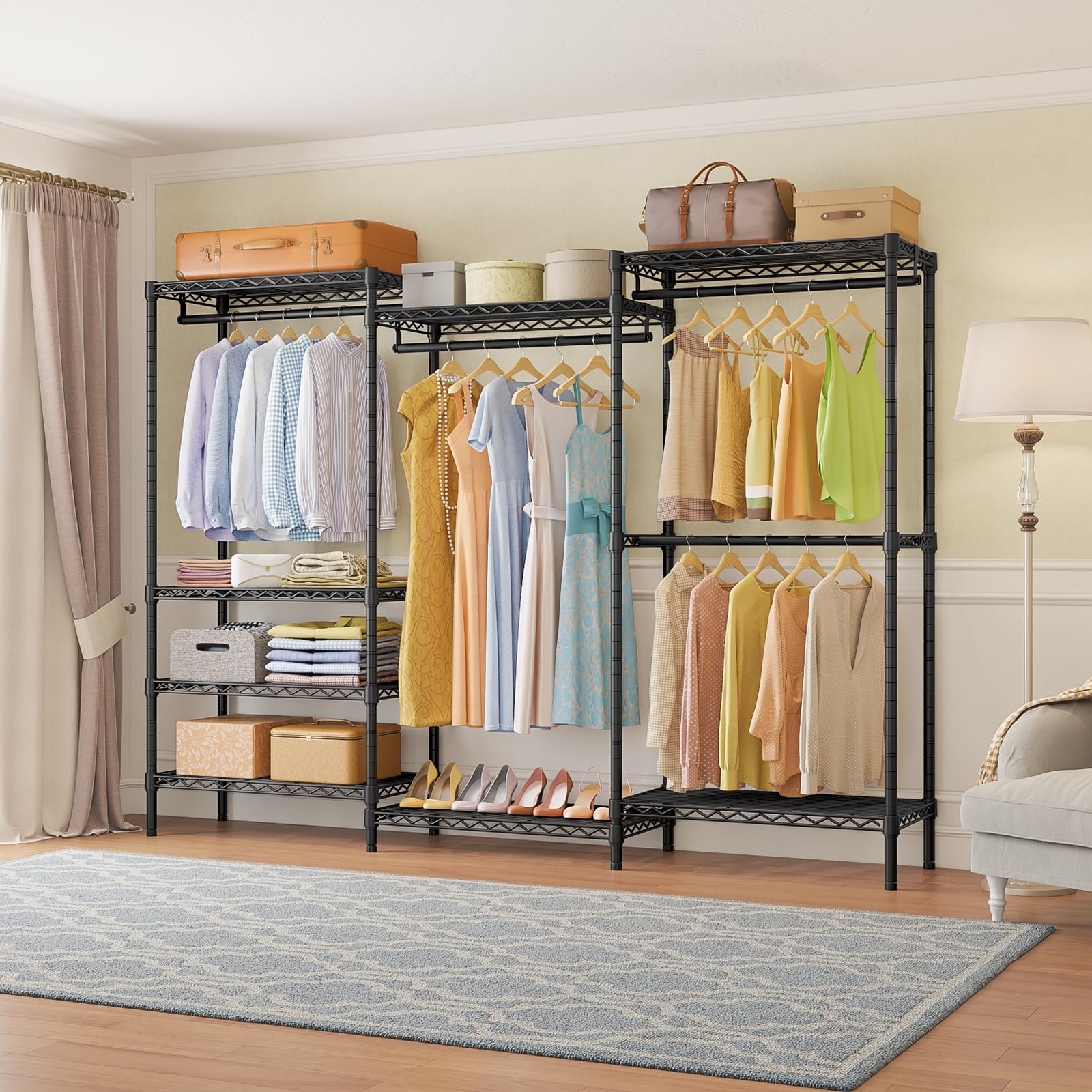 Vipek V5 Plus Large Portable Closet Rack Freestanding Wardrobe Closet, Multi-Functional Clothes Rack Heavy Duty Metal Clothing R