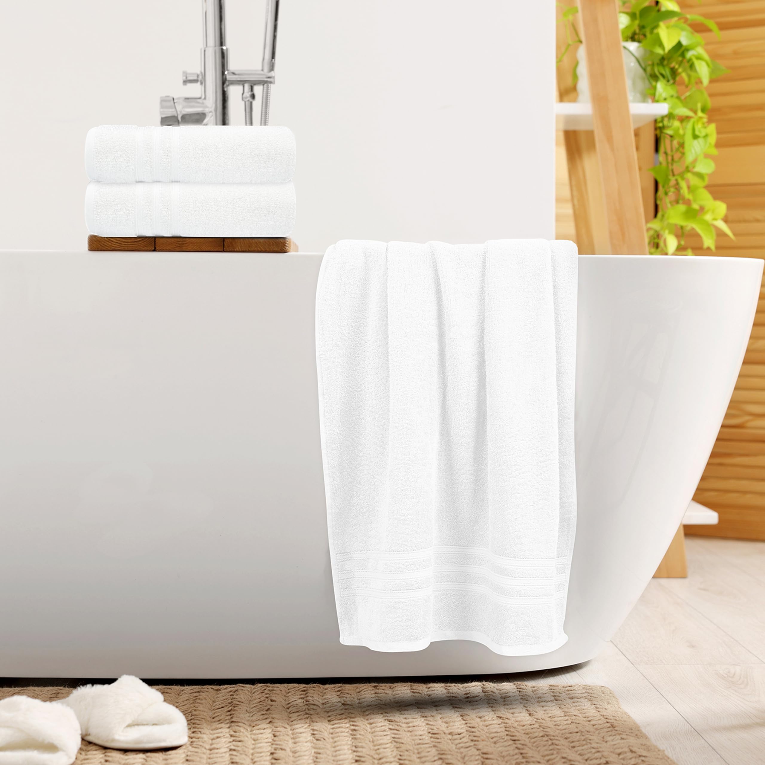 Tens Towels 4 Piece Bath Towels Set, 100% Cotton, 27 Inches X 54 Inches, Perfect Everyday Shower Towels, Light Weight, Quick Dry