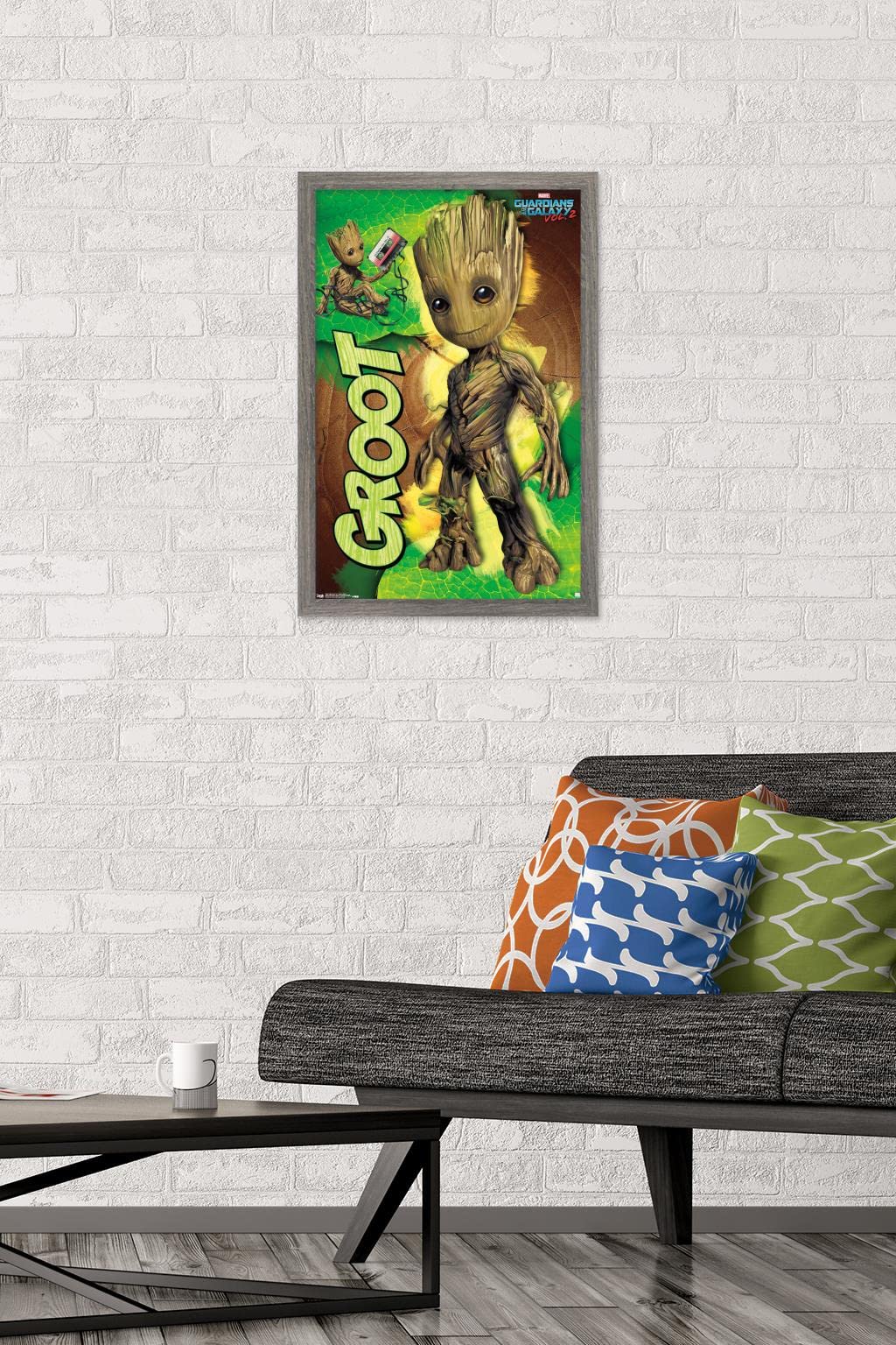 Trends International Marvel Cinematic Universe - Guardians Of The Galaxy 2 - Groot Wall Poster, 14.725'' X 22.375'', Barnwood Fr