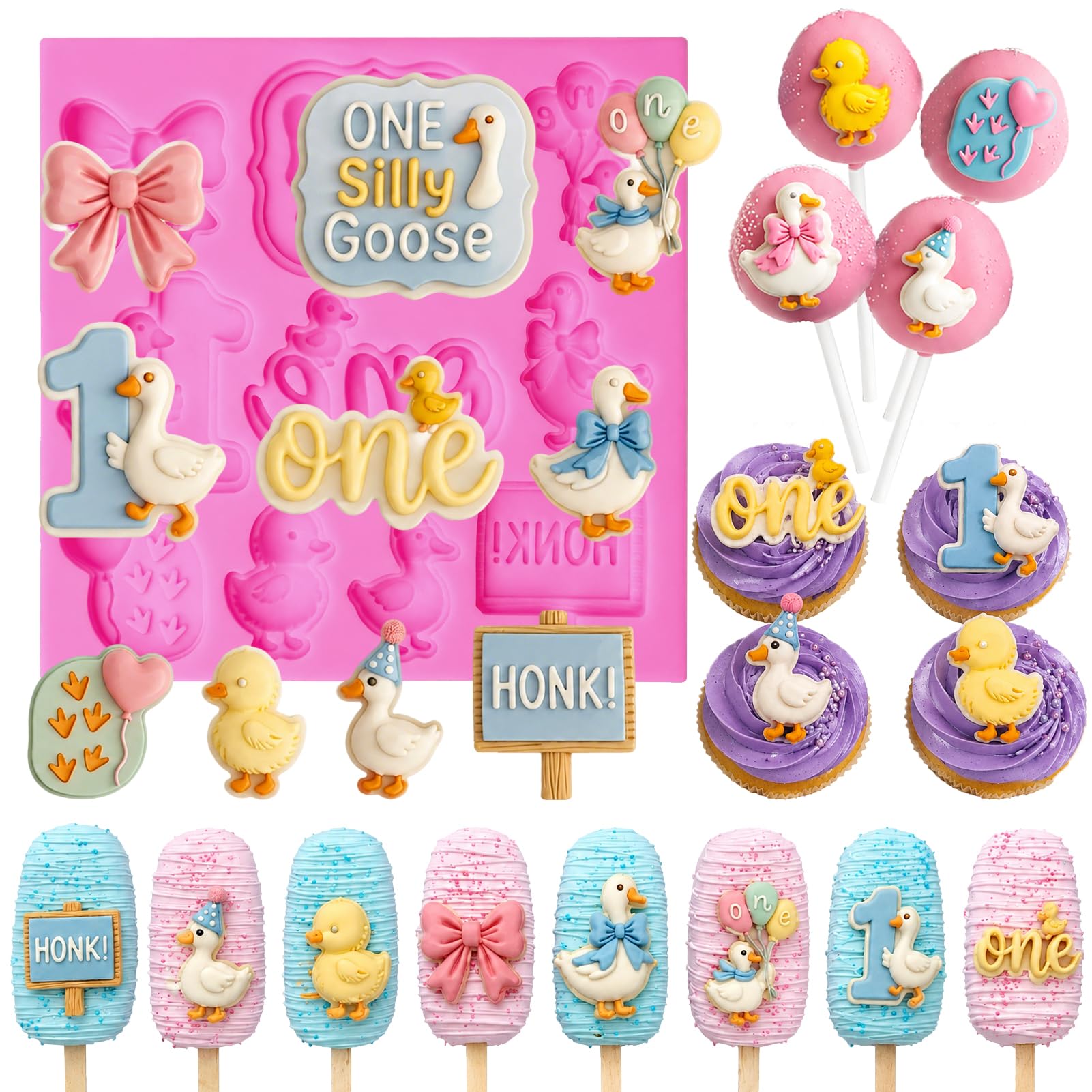 Juome One Silly Goose Birthday Chocolate Molds Silicone Fondant Molds