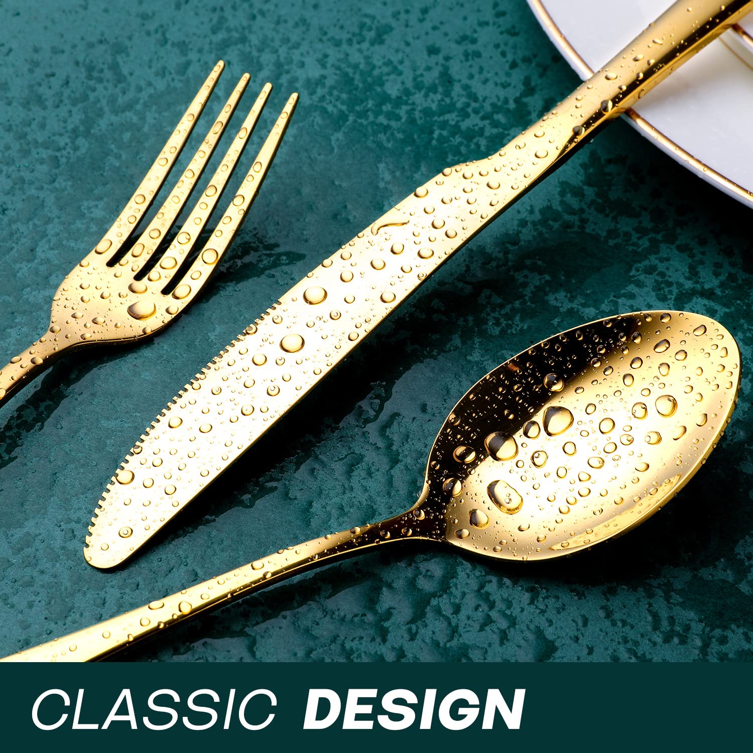 Gold Silverware Set  OGORI 30-Piece Gold Forged Stainless Steel Flatware Set  Service of 6